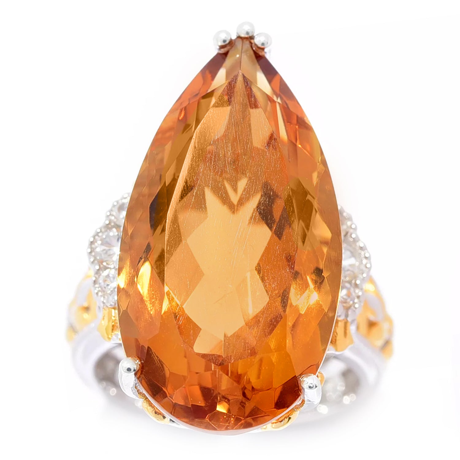 Gems en Vogue 19.56ctw Zambian Citrine & White Zircon Ring