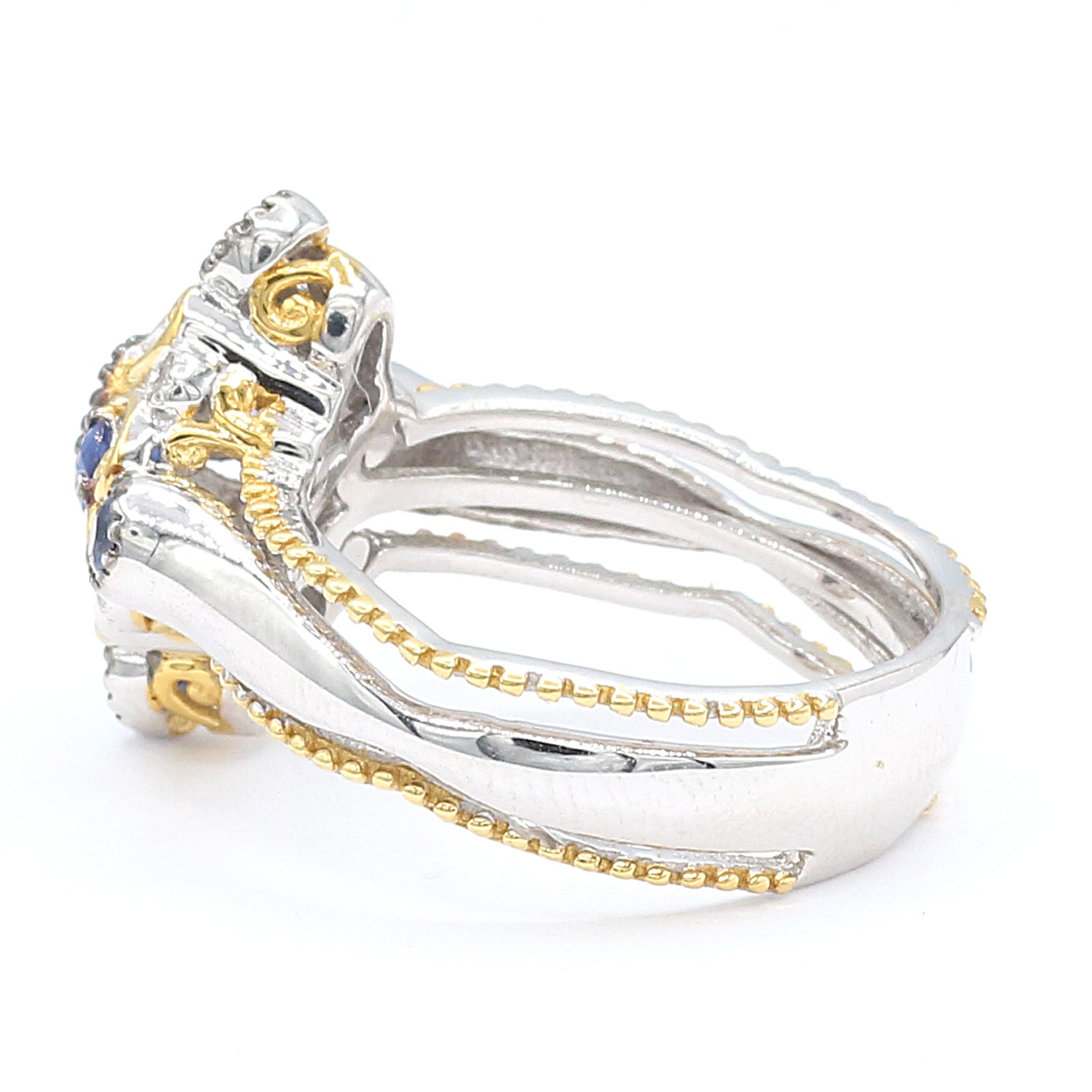 Gems en Vogue 0.79ctw Blue Sapphire & Diamond Ring