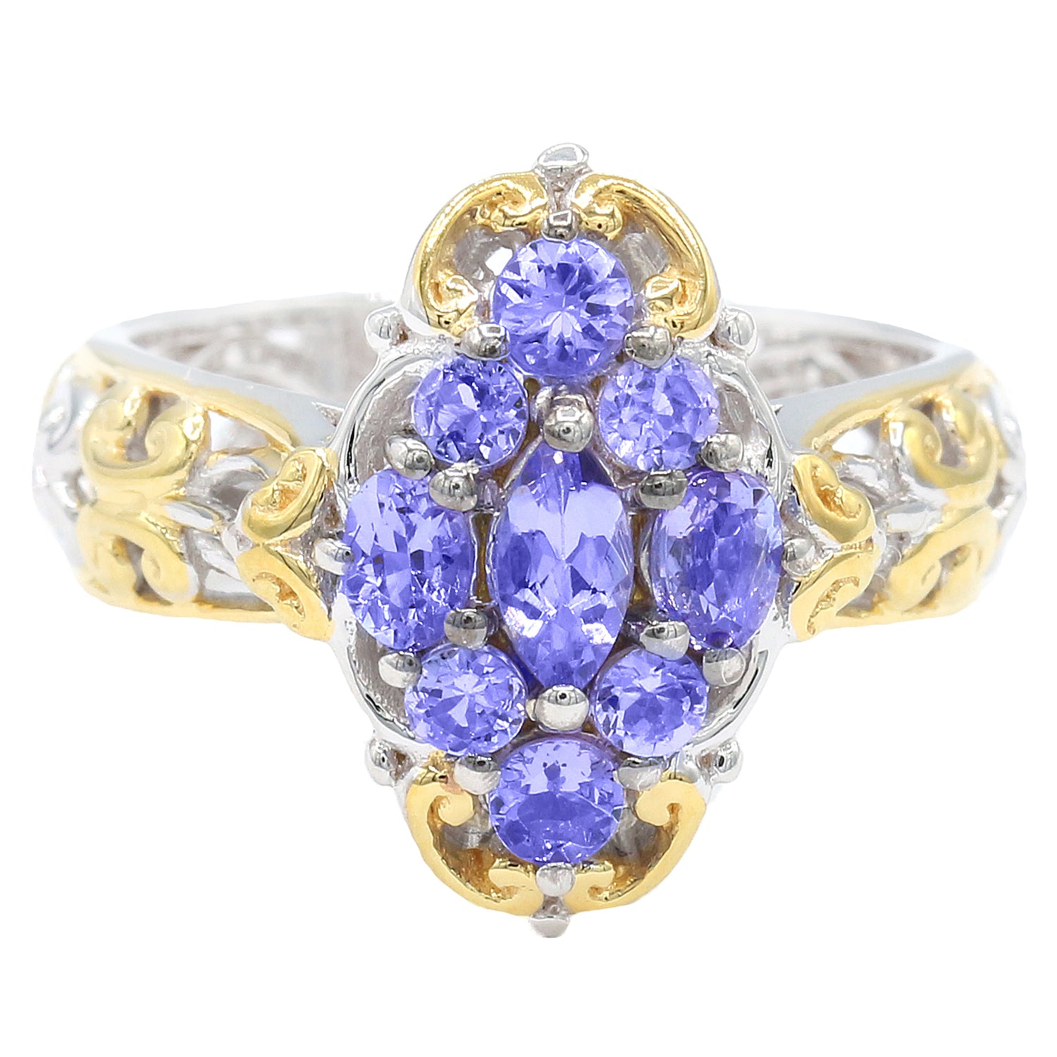 Gems en Vogue 1.24ctw Tanzanite Cluster Ring