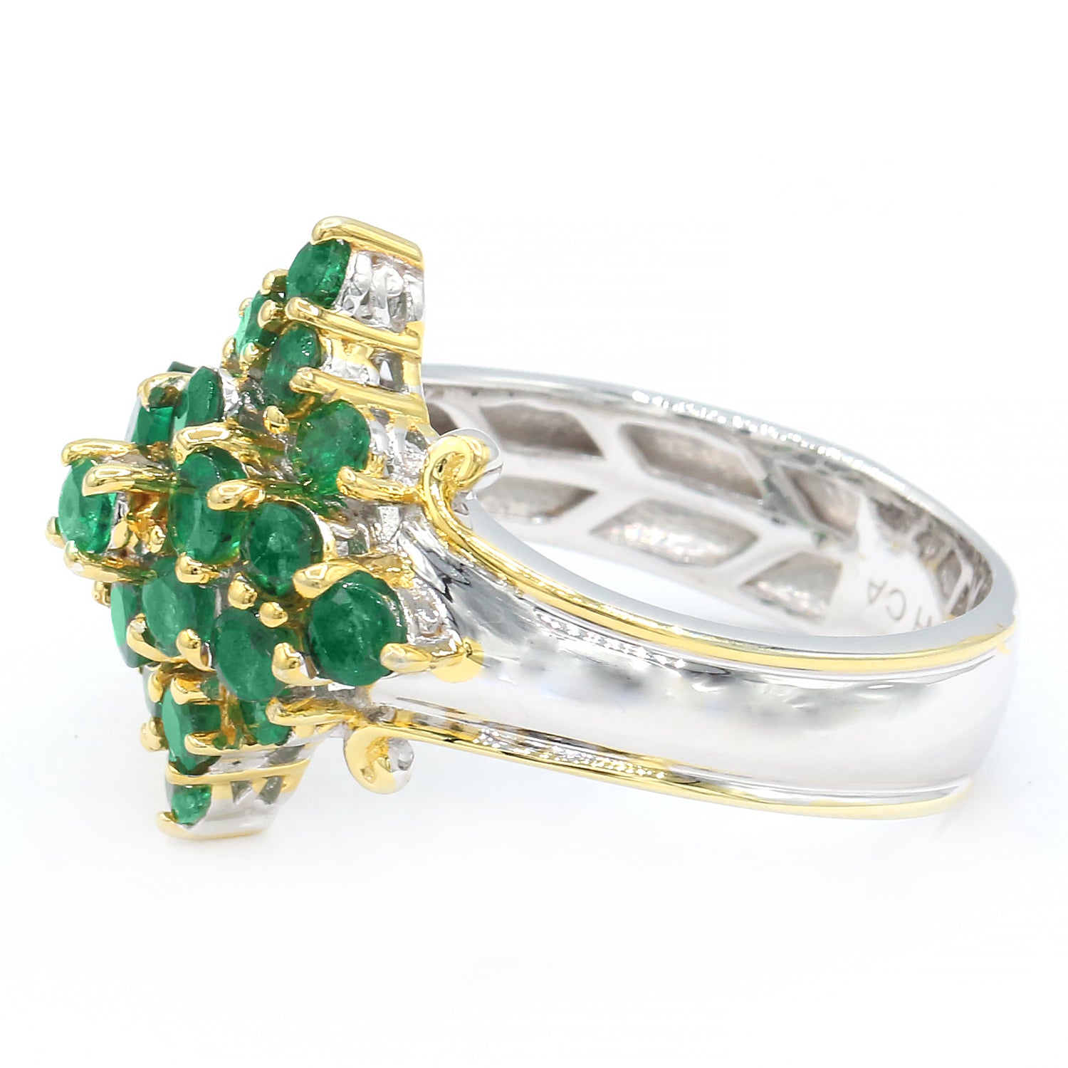 Gems en Vogue 1.76ctw Grizzly Emerald Cluster Ring