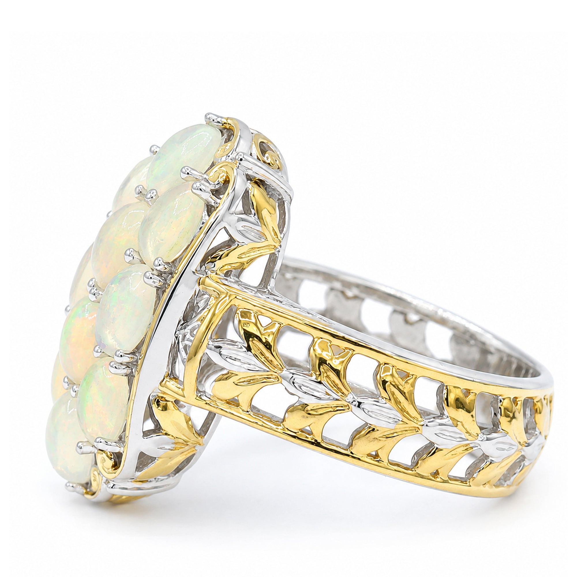 Gems en Vogue 24K Palladium Silver Ethiopian Opal Cluster Ring