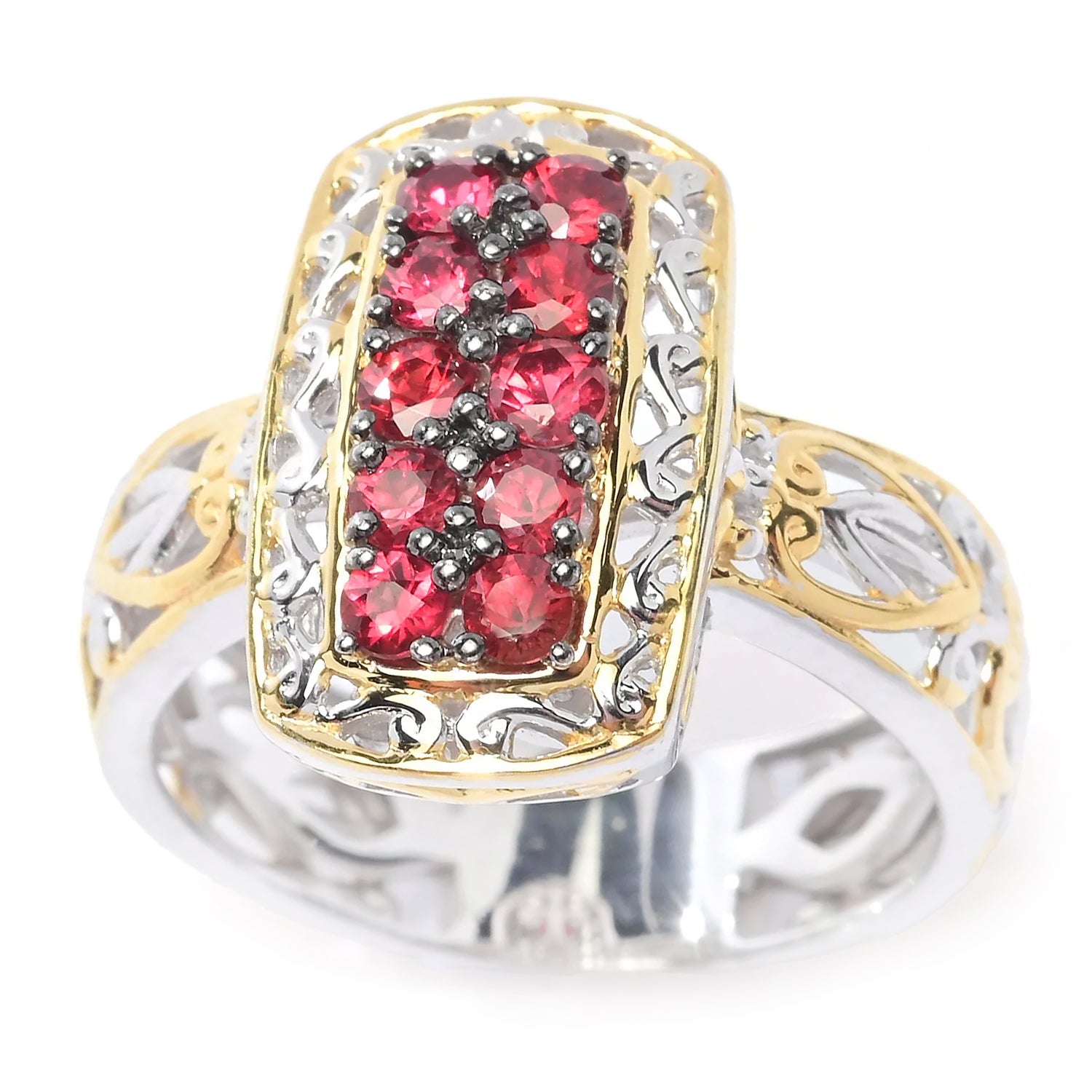 Gems en Vogue 0.72ctw Blood Orange Sapphire Cluster Ring