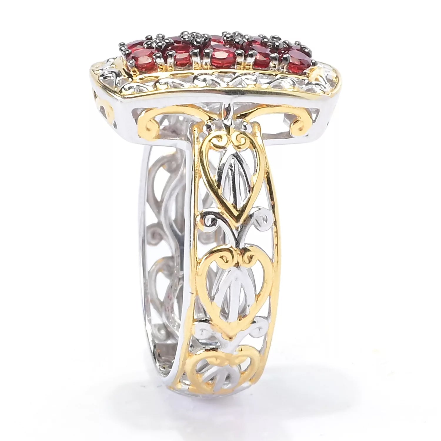 Gems en Vogue 0.72ctw Blood Orange Sapphire Cluster Ring