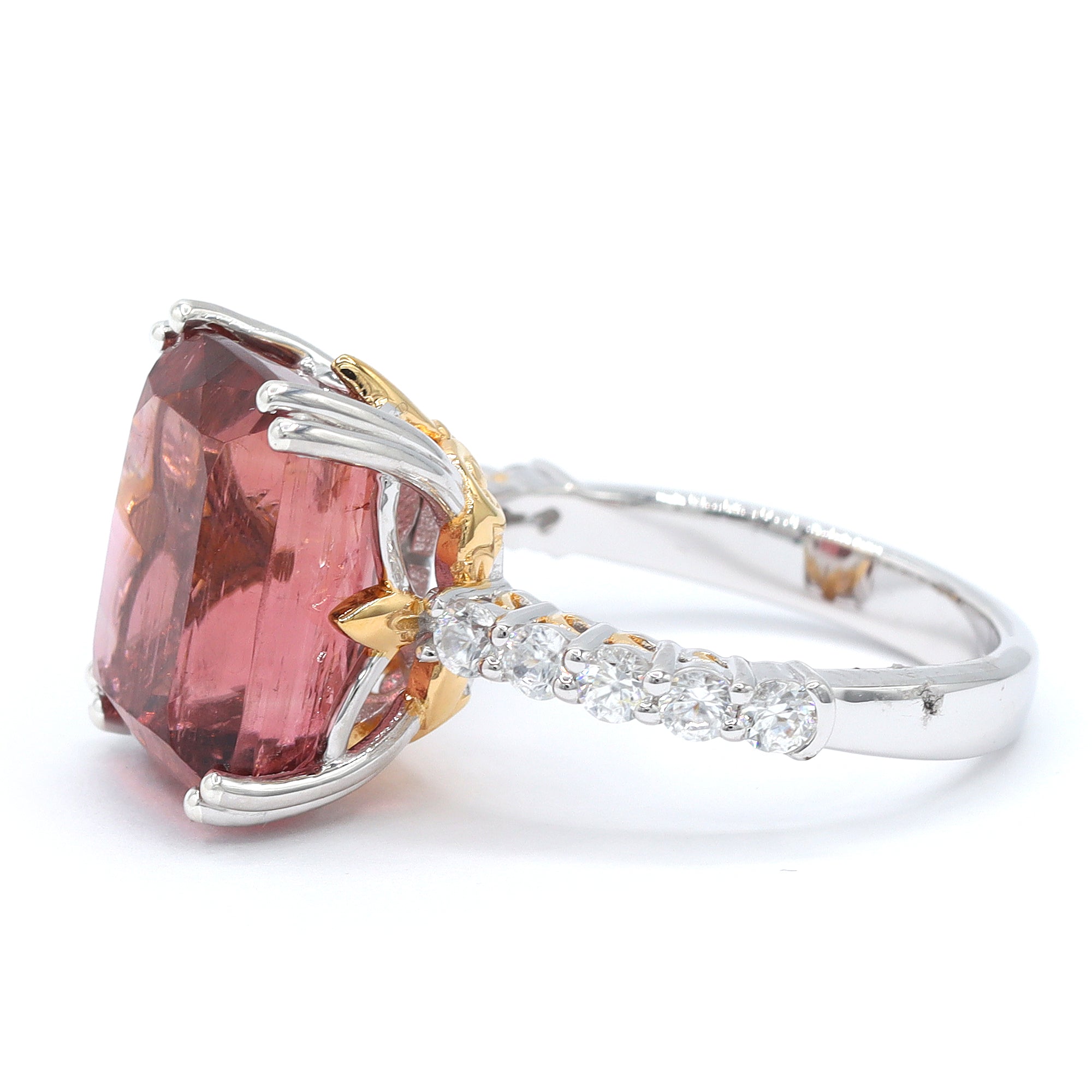 Couture Gems One-of-a-Kind 24K Palladium Silver 12.54ctw Sunset Tourmaline & White Zircon Ring