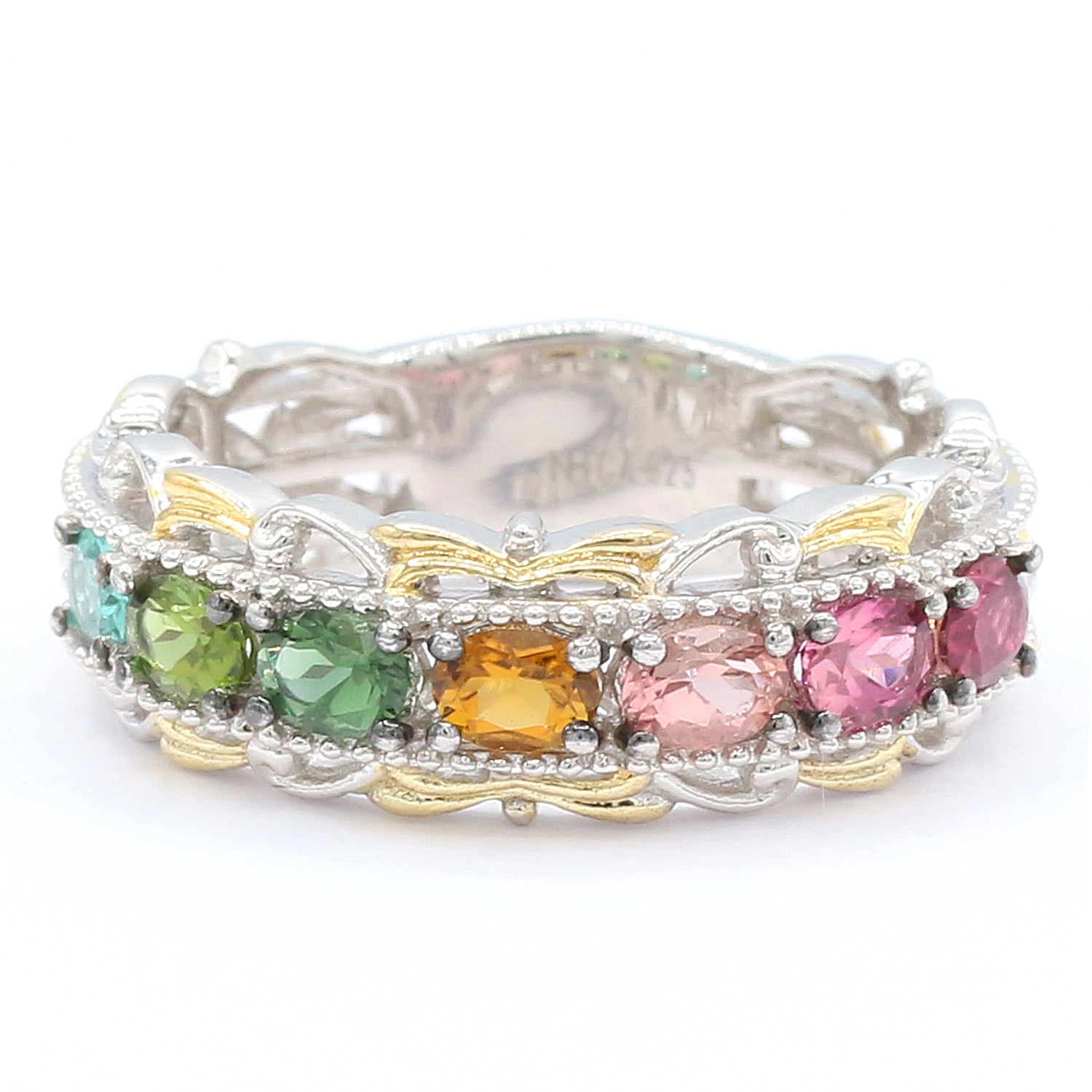 Gems en Vogue 1.19ctw Multi Color Congo Tourmaline Band Ring