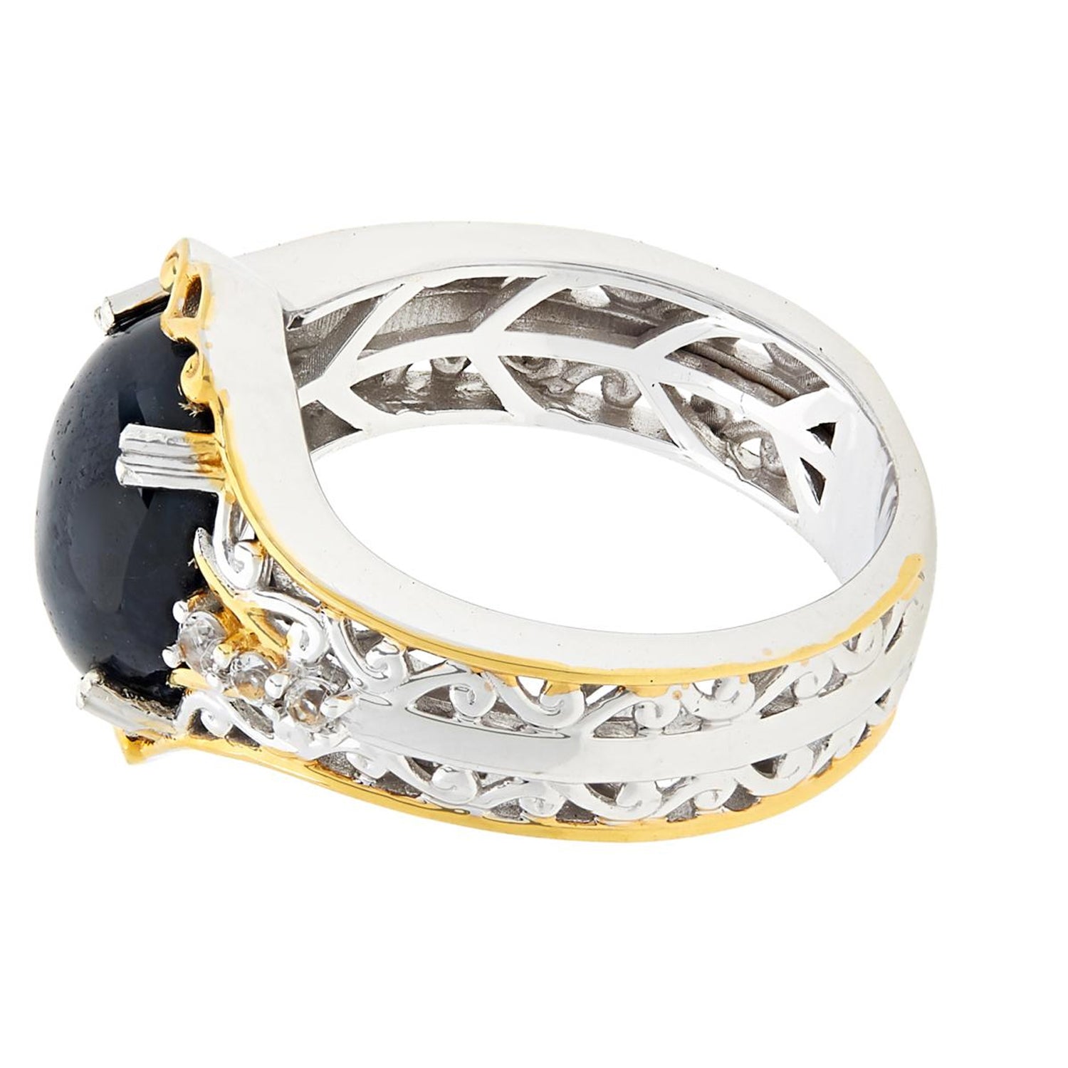 Gems en Vogue Blue Star Sapphire & White Topaz Ring