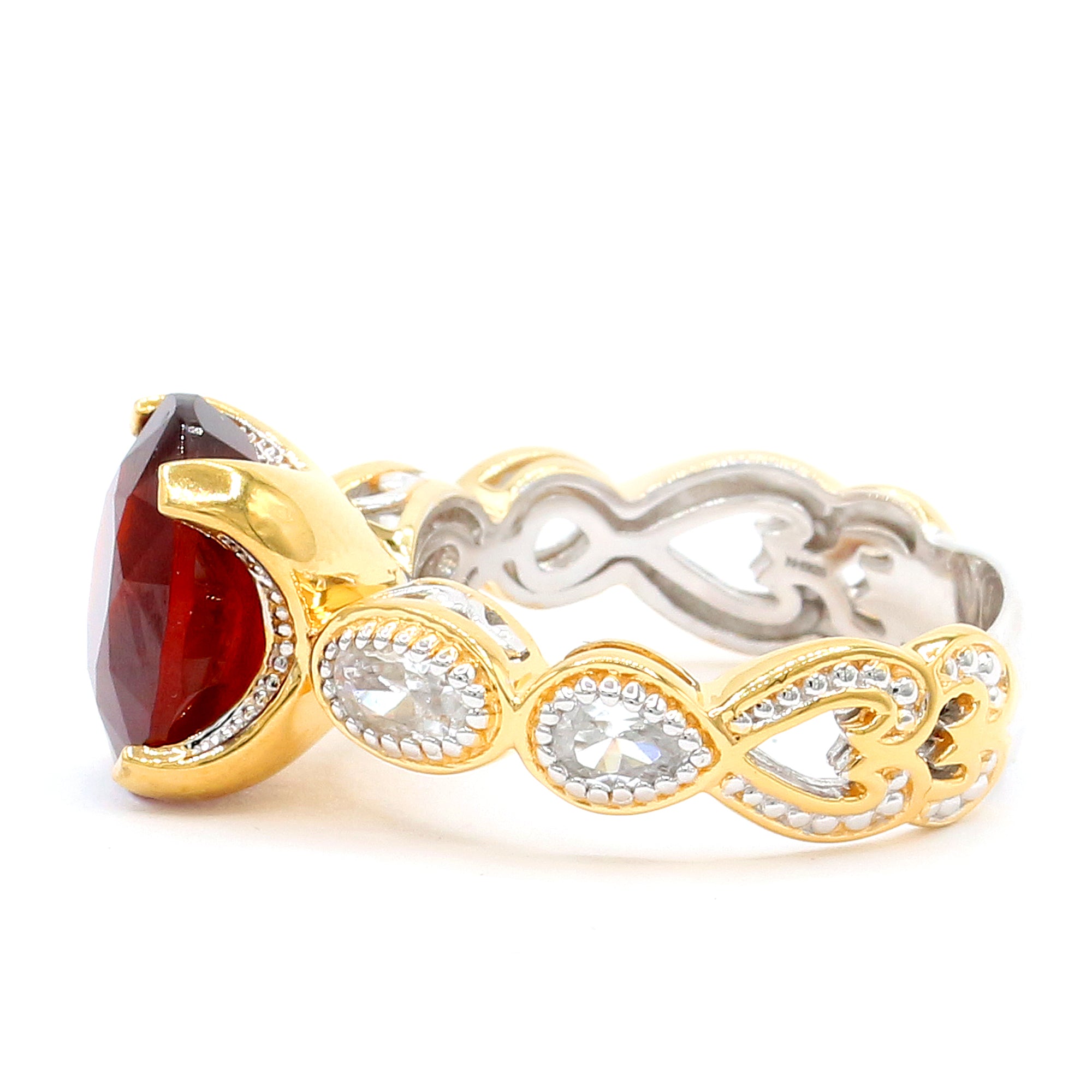 Gems en Vogue 24K Palladium Silver 6.73ctw Hessonite Garnet & White Zircon Ring