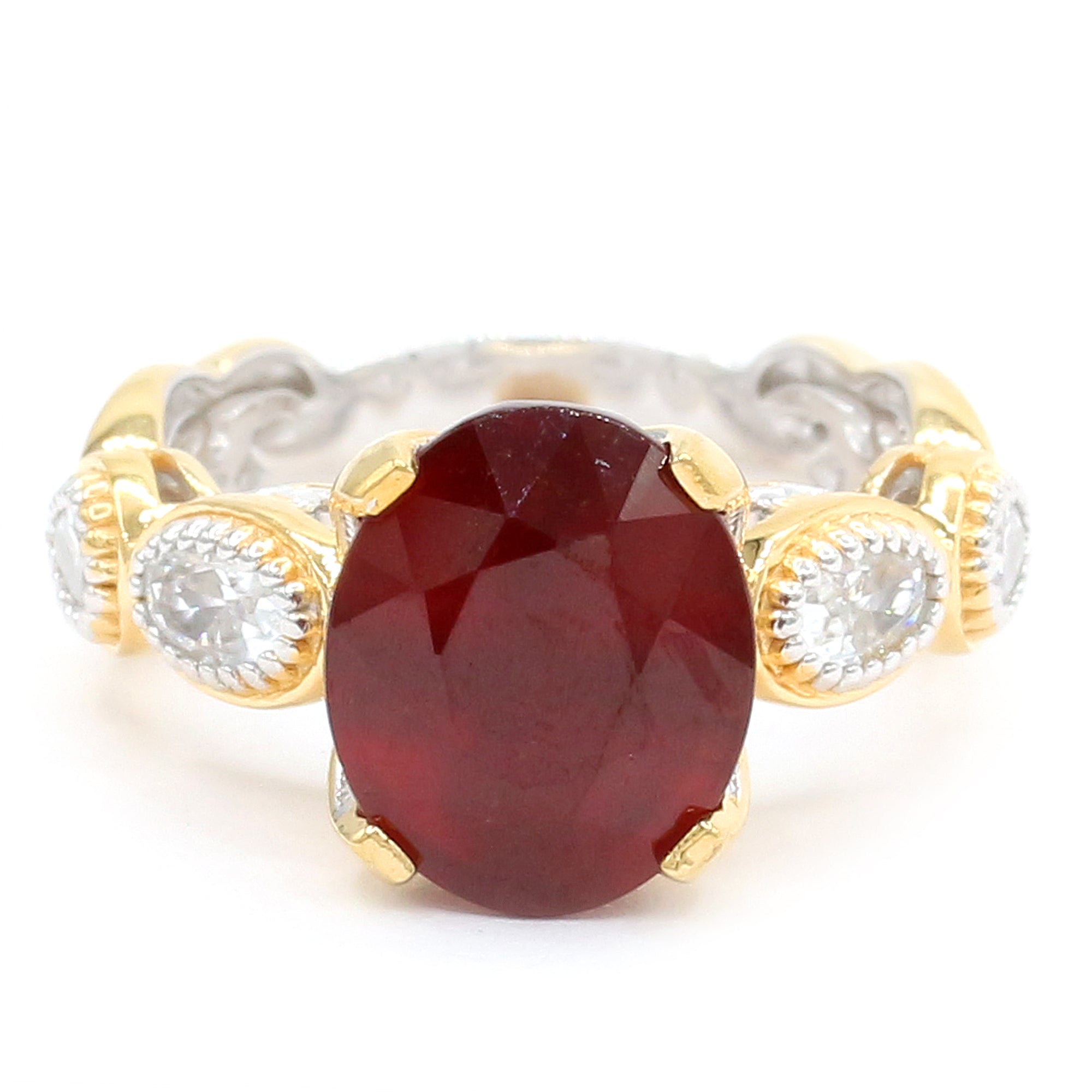 Gems en Vogue 24K Palladium Silver 6.73ctw Hessonite Garnet & White Zircon Ring