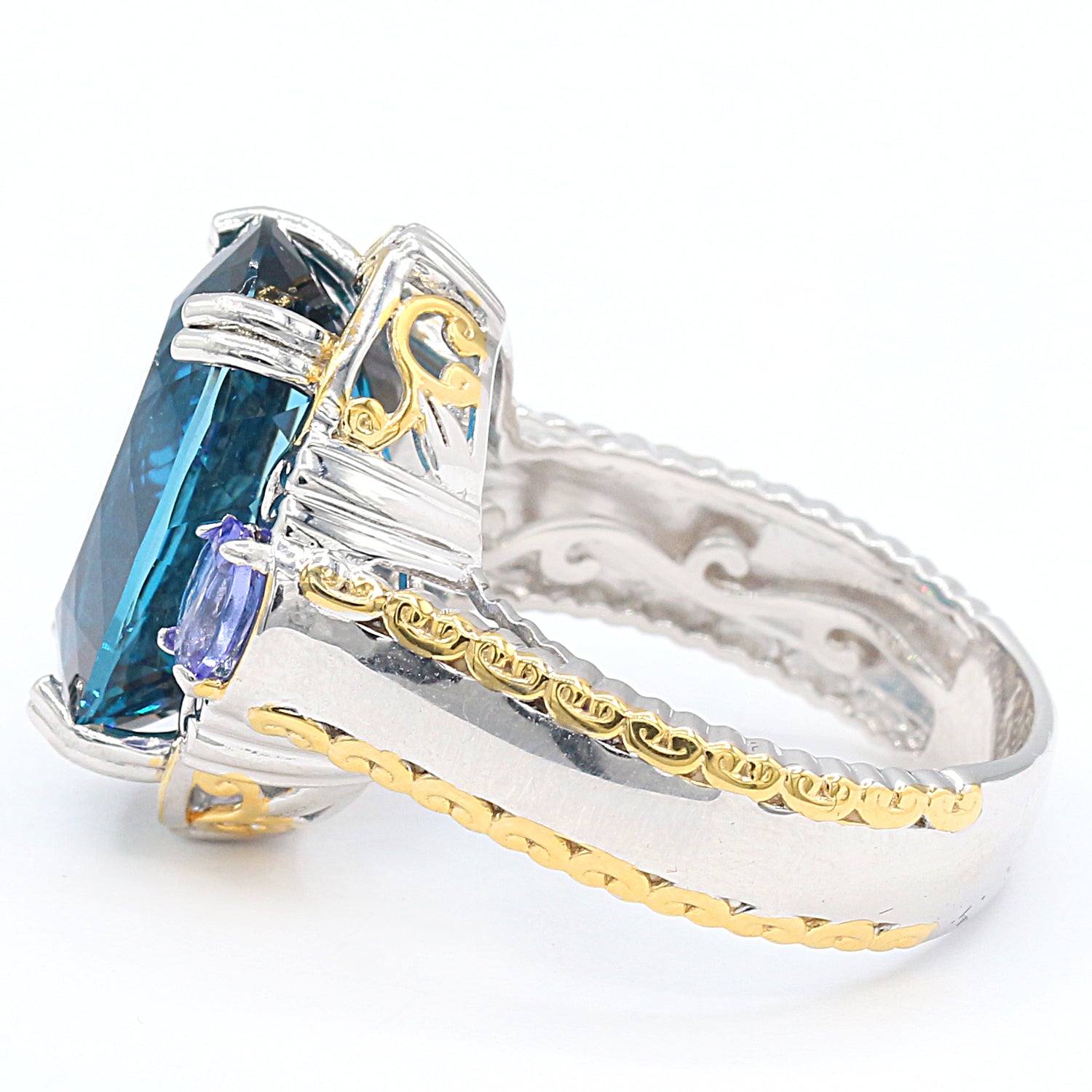 Gems en Vogue 10.06ctw London Blue Topaz & Tanzanite Ring
