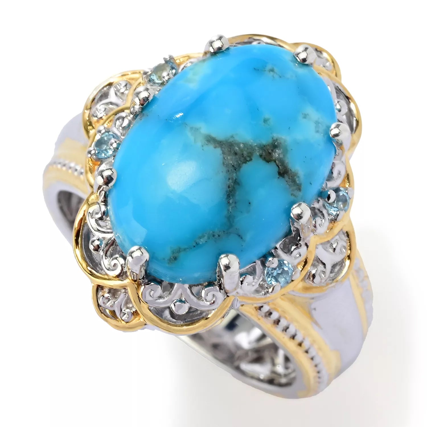 Gems en Vogue Kaolin Turquoise & Swiss Blue Topaz Ring