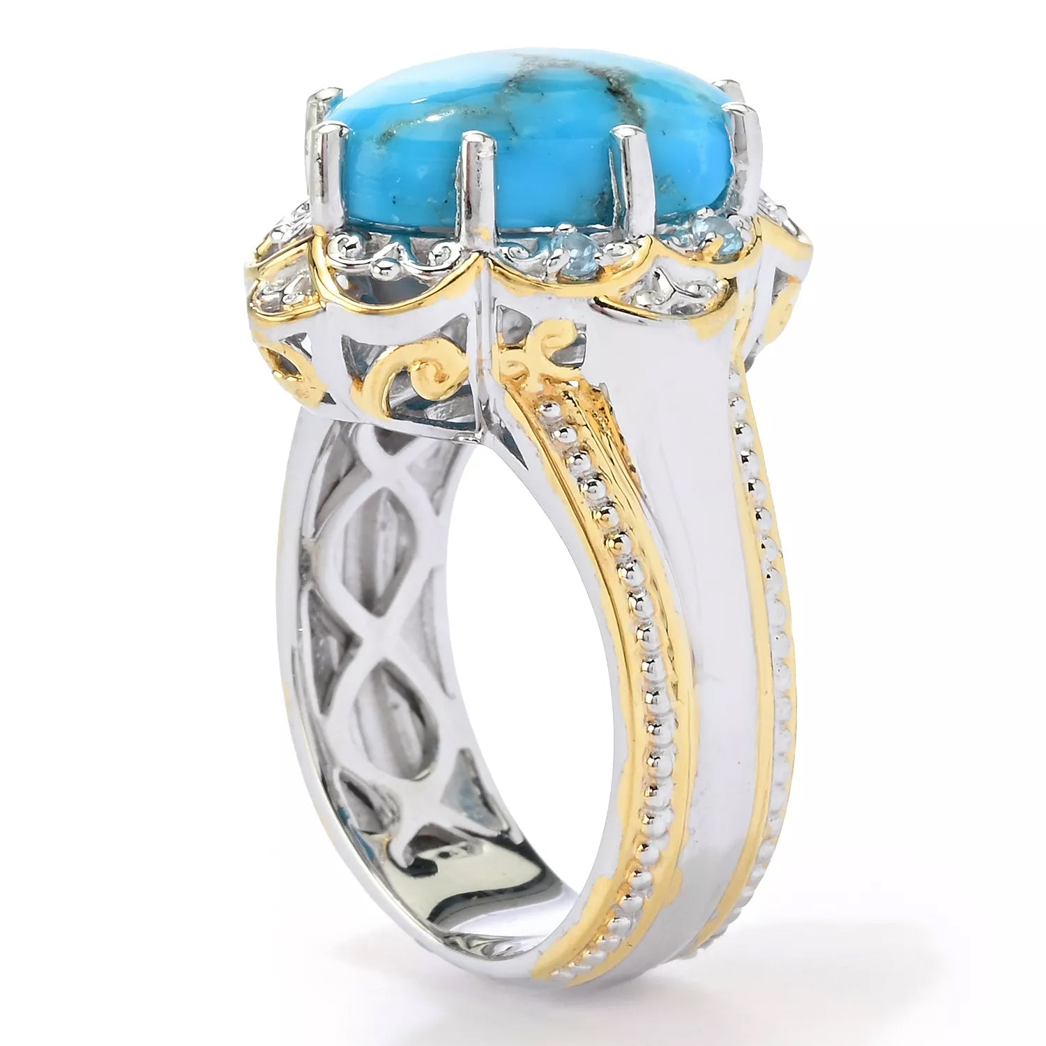 Gems en Vogue Kaolin Turquoise & Swiss Blue Topaz Ring