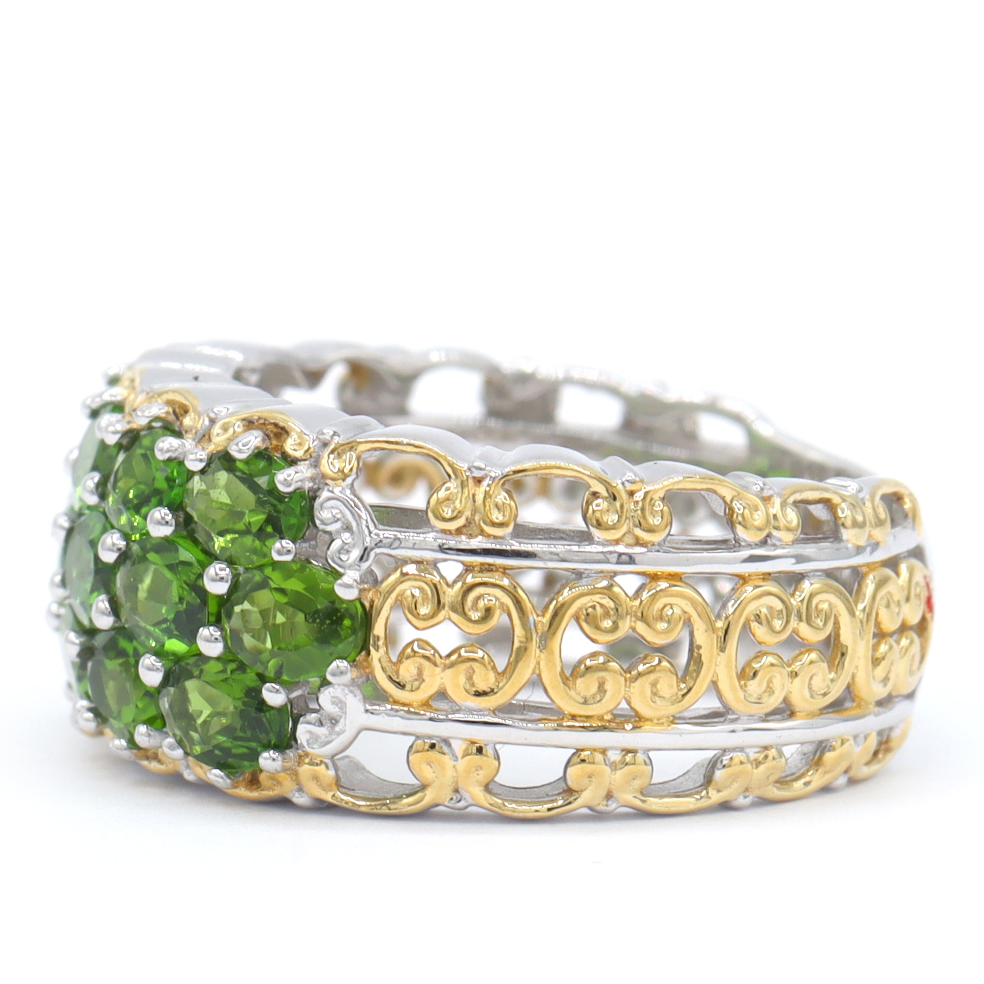 Gems en Vogue One-of-a-Kind 24K Palladium Silver 2.60ctw Chrome Diopside Band Ring
