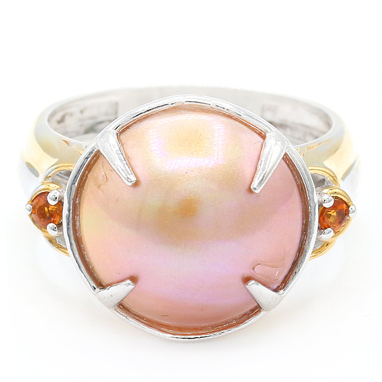 Gems en Vogue Golden Mabe Pearl & Madeira Citrine Ring