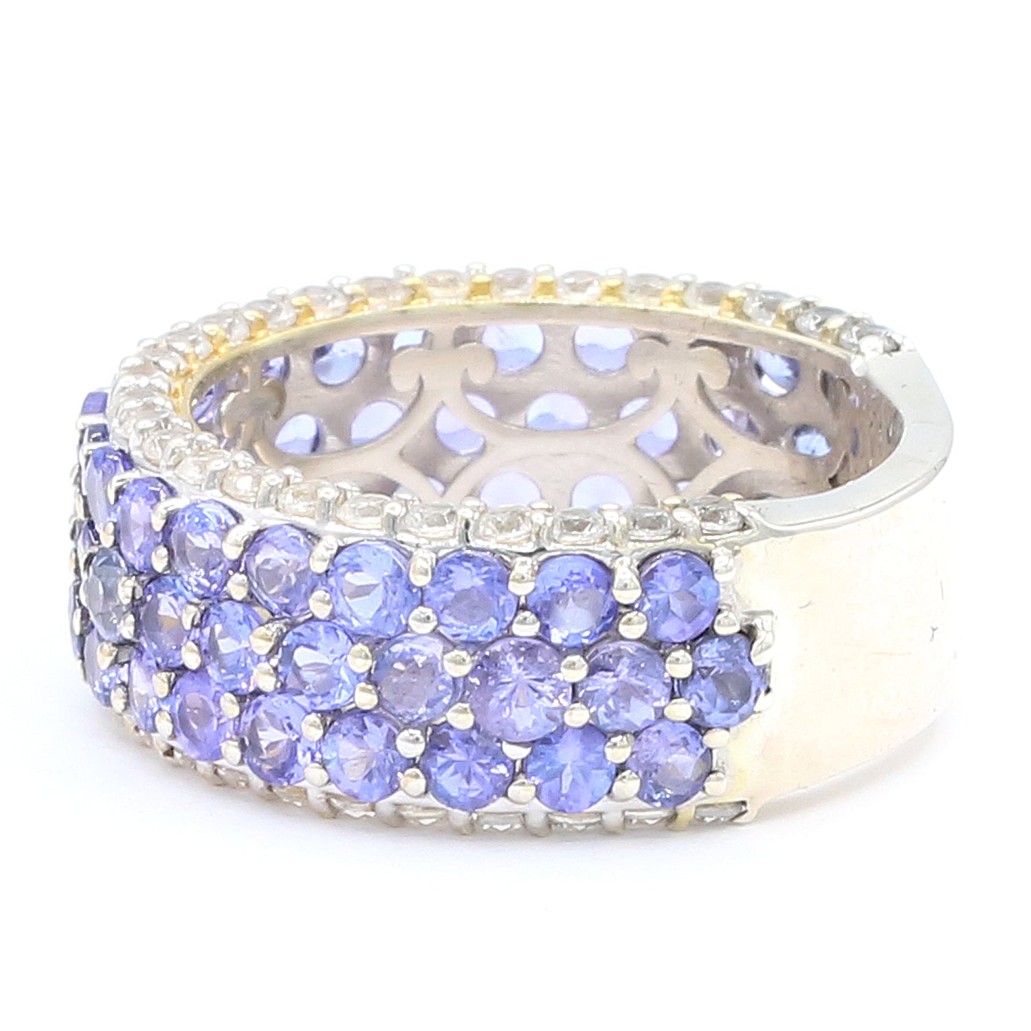 Gems en Vogue 7.04ctw Tanzanite & White Zircon Band Ring