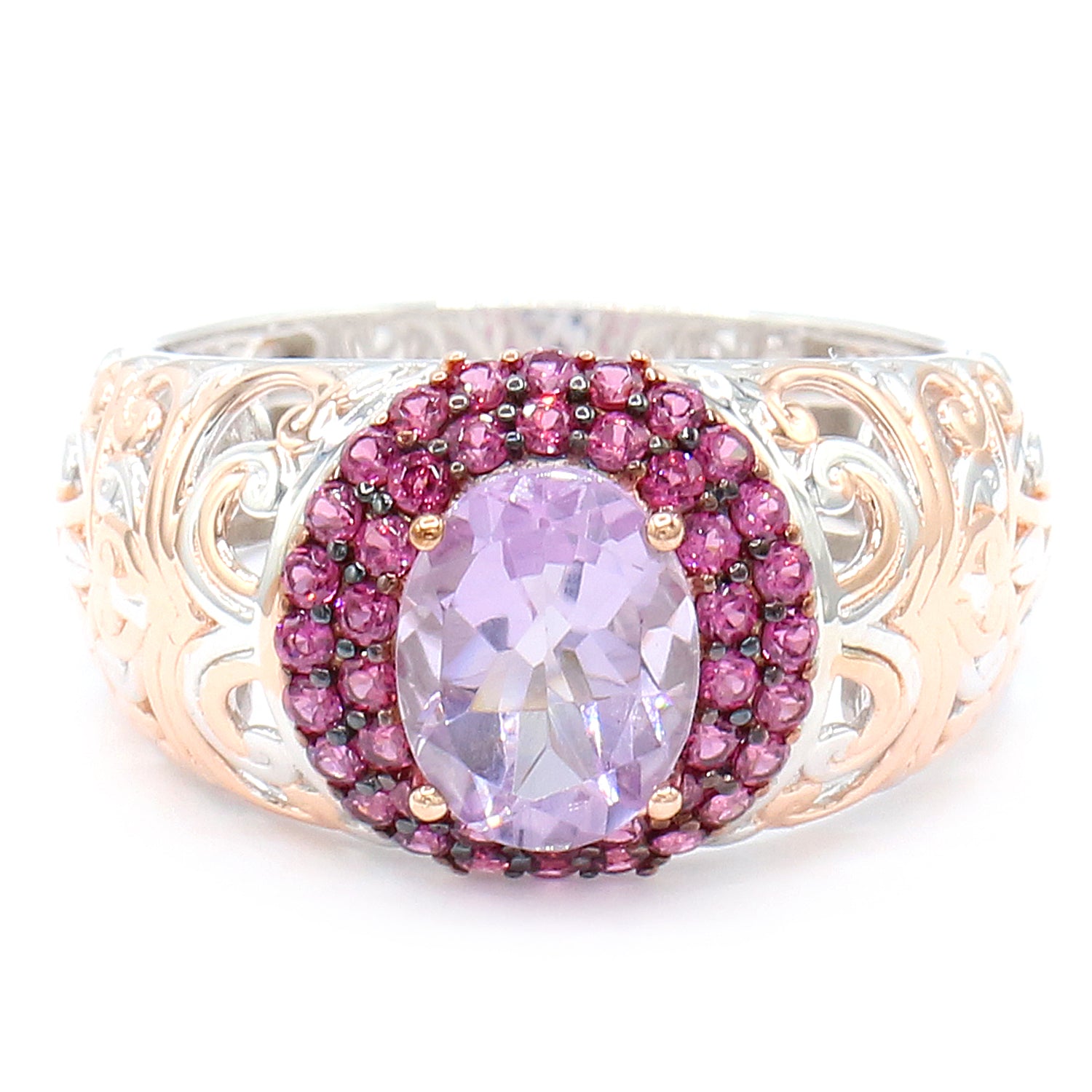 Gems en Vogue One-of-a-Kind 2.14ctw Pink Amethyst & Rhodolite Garnet Ring