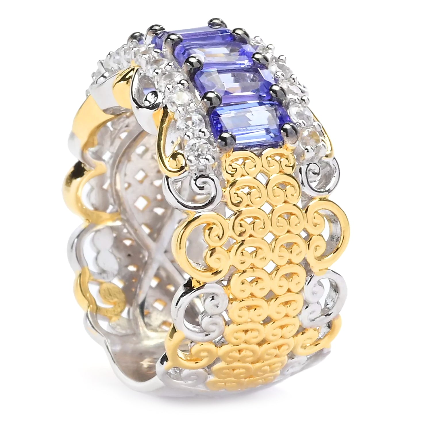 Gems en Vogue 2.73ctw Tanzanite & White Zircon Band Ring