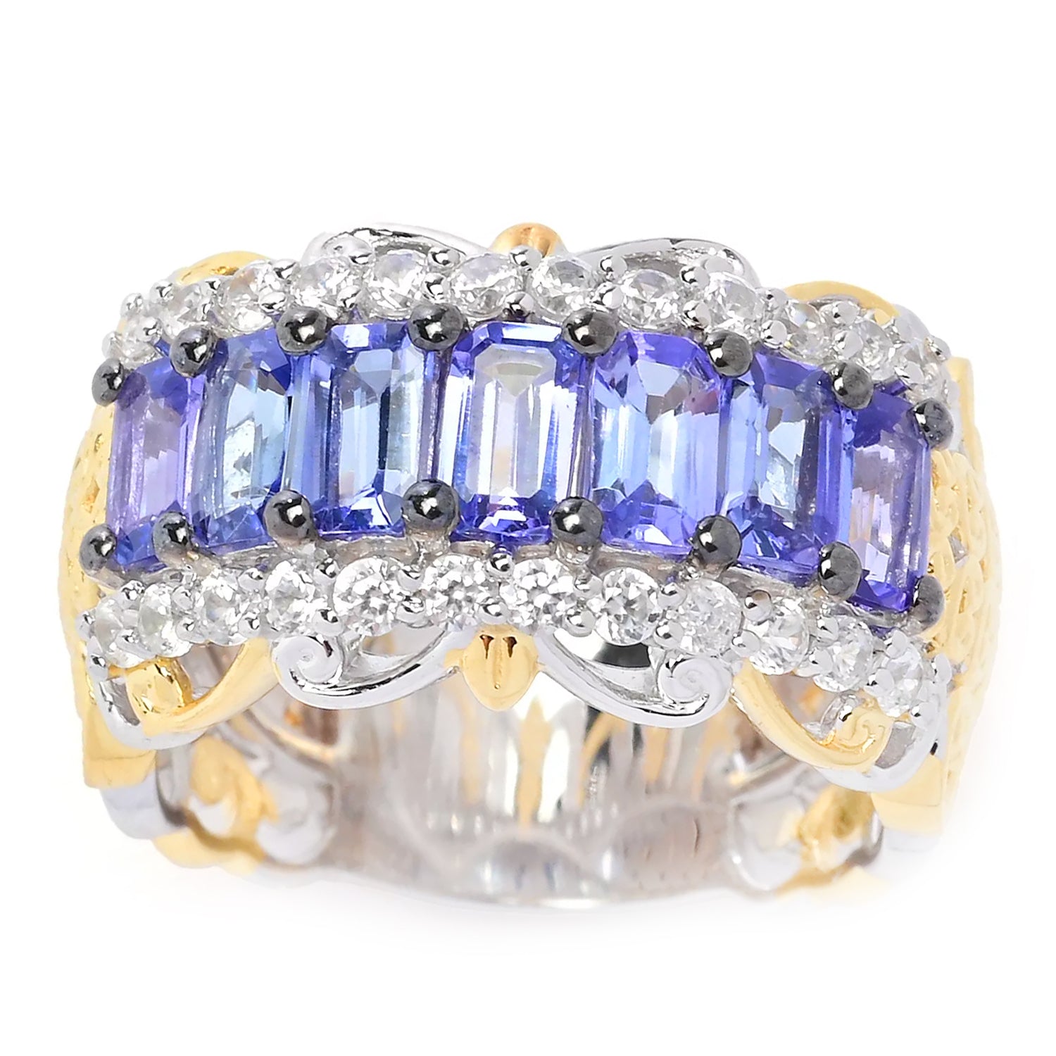 Gems en Vogue 2.73ctw Tanzanite & White Zircon Band Ring