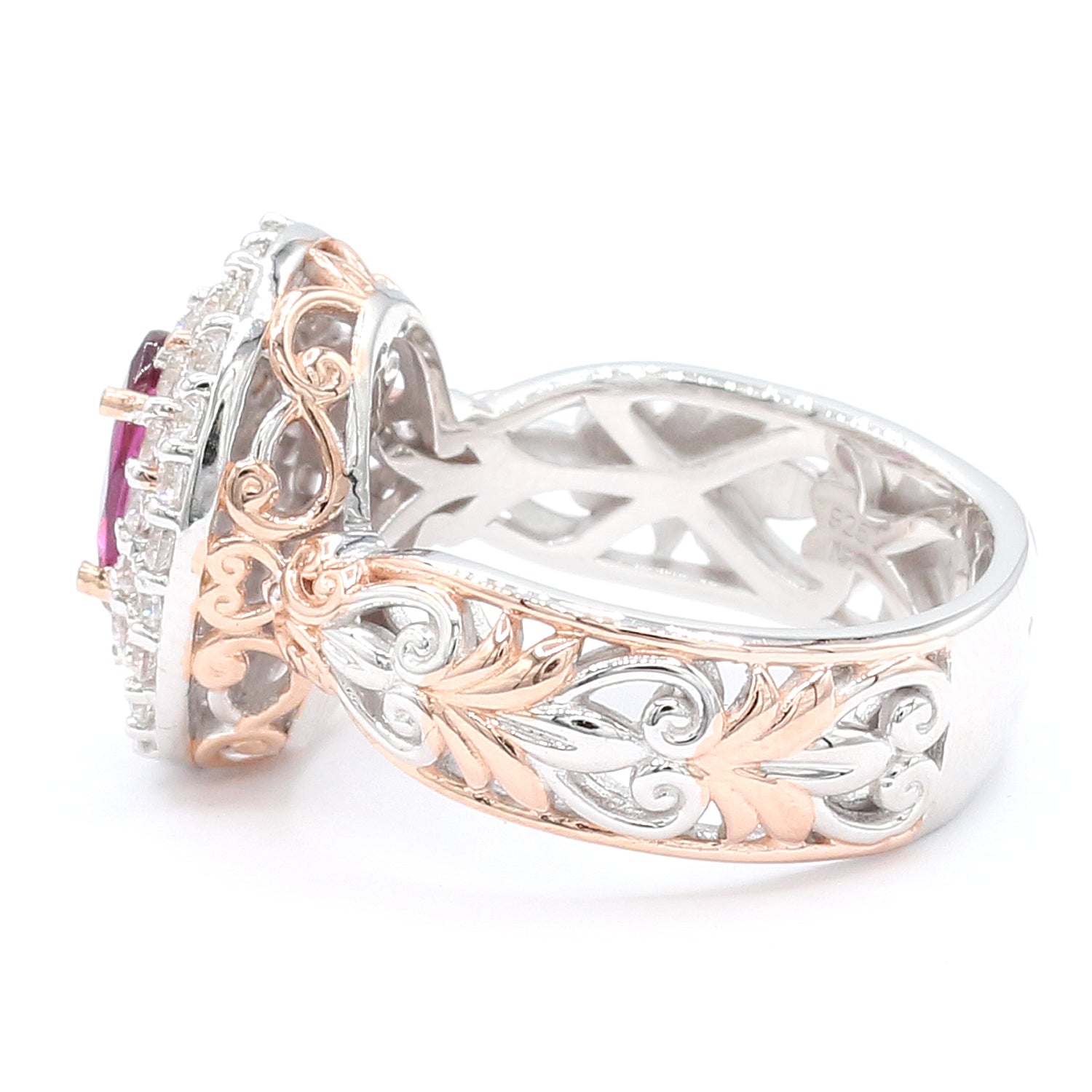 Gems en Vogue 2.09ctw Purple Garnet & White Zircon Double Halo Ring