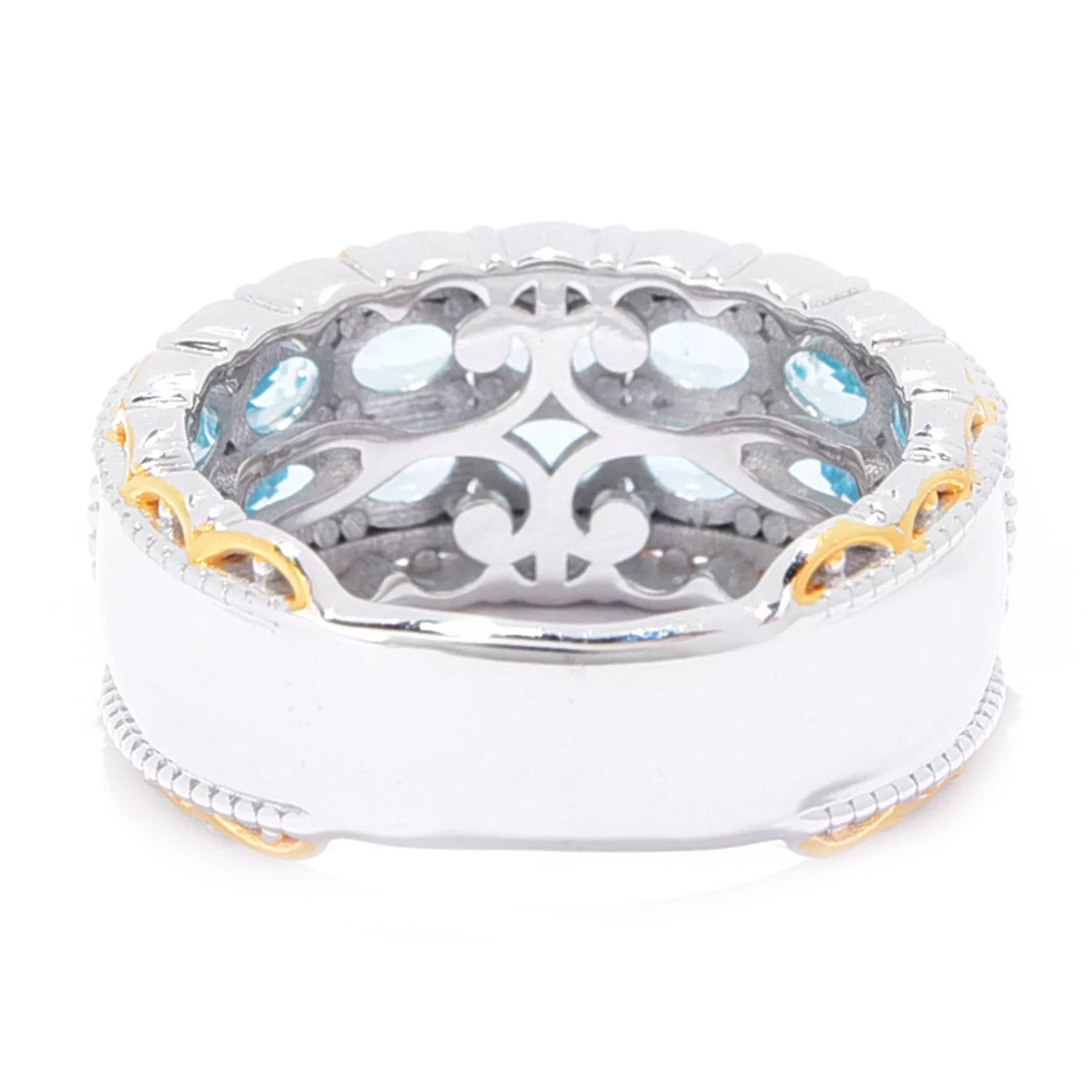 Gems en Vogue 2.66ctw Paraiba Apatite Double Row Band Ring