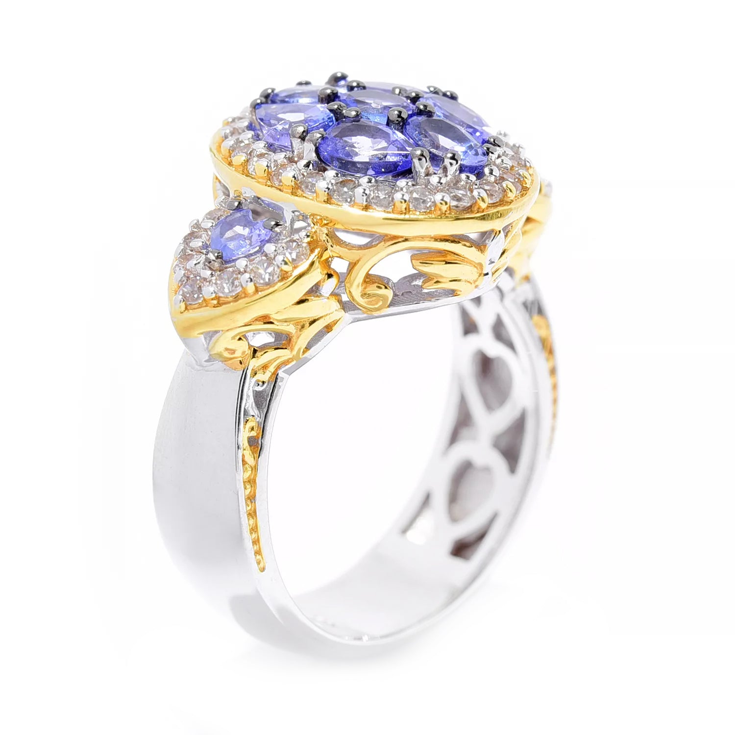 Gems en Vogue 2.47ctw Tanzanite & White Zircon Halo Ring