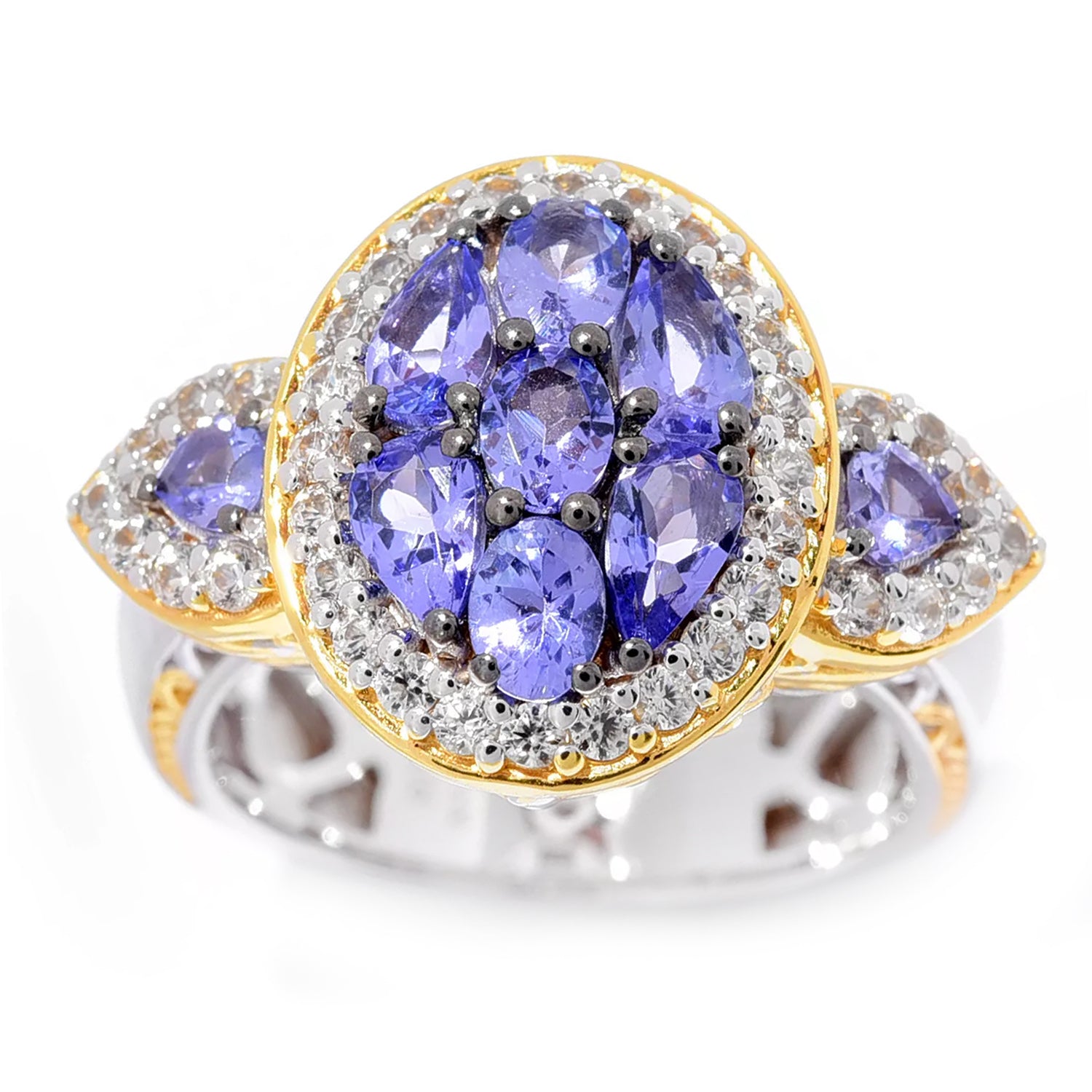 Gems en Vogue 2.47ctw Tanzanite & White Zircon Halo Ring