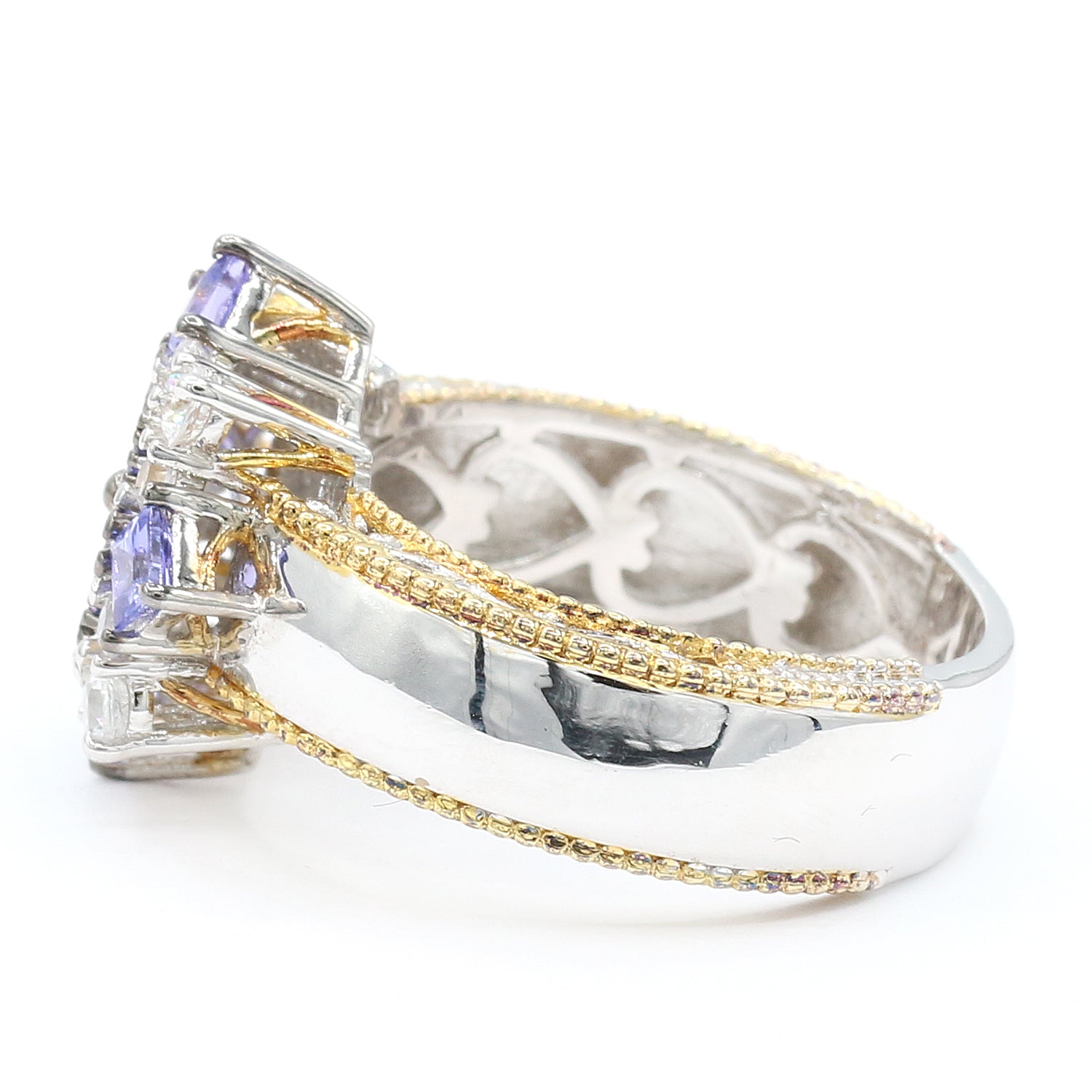 Gems en Vogue 2.09ctw Tanzanite & White Zircon Ring