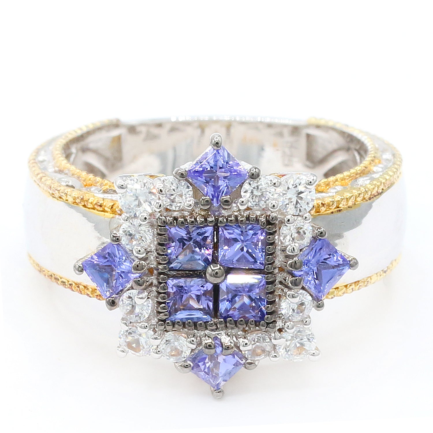 Gems en Vogue 2.09ctw Tanzanite & White Zircon Ring