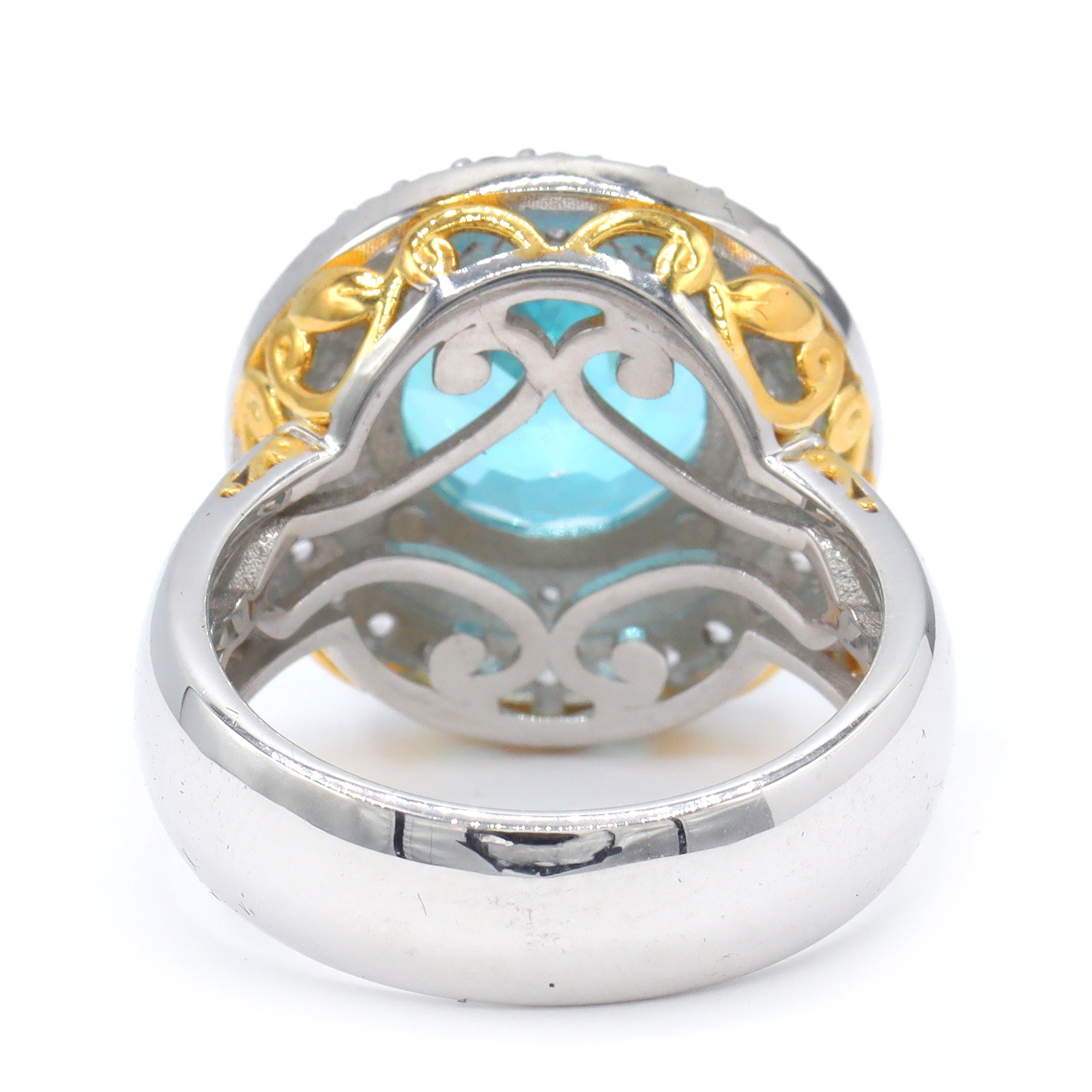 Gems en Vogue 24K Palladium Silver 6.52ctw Paraiba Topaz & White Zircon Double Halo Ring