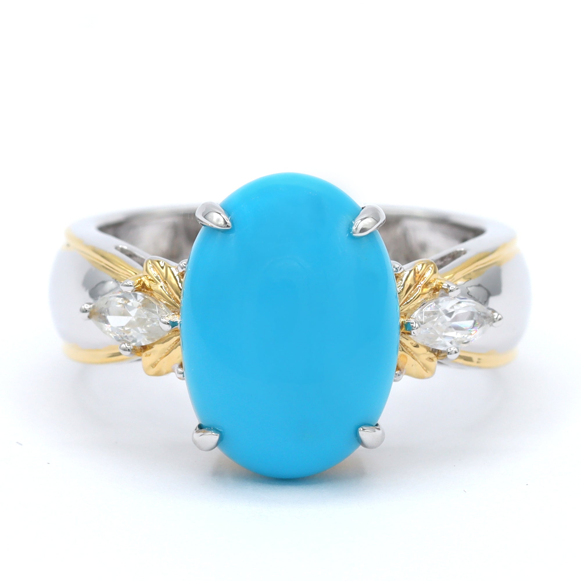 Bague Gems en Vogue en forme de poire avec turquoise Sleeping Beauty et zircon blanc