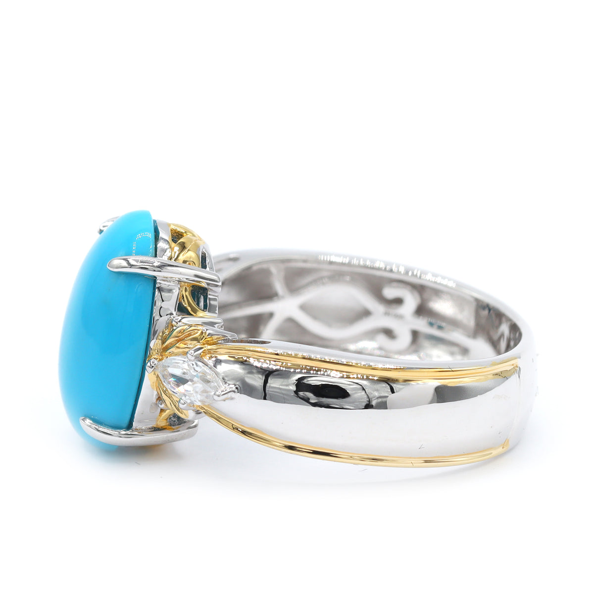 Bague Gems en Vogue en forme de poire avec turquoise Sleeping Beauty et zircon blanc