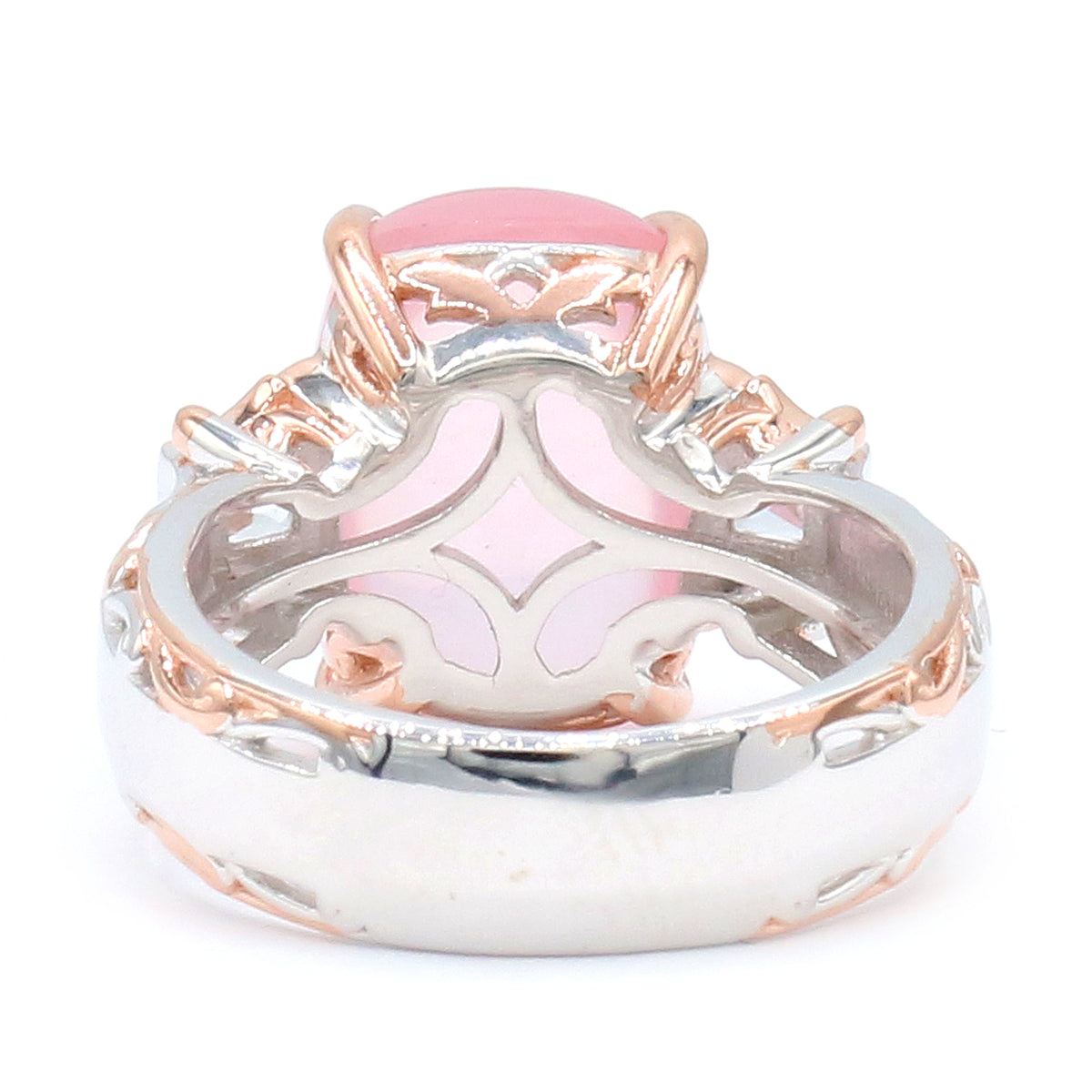 Gems en Vogue 18K Palladium Silver Rose Quartz & White Zircon Ring