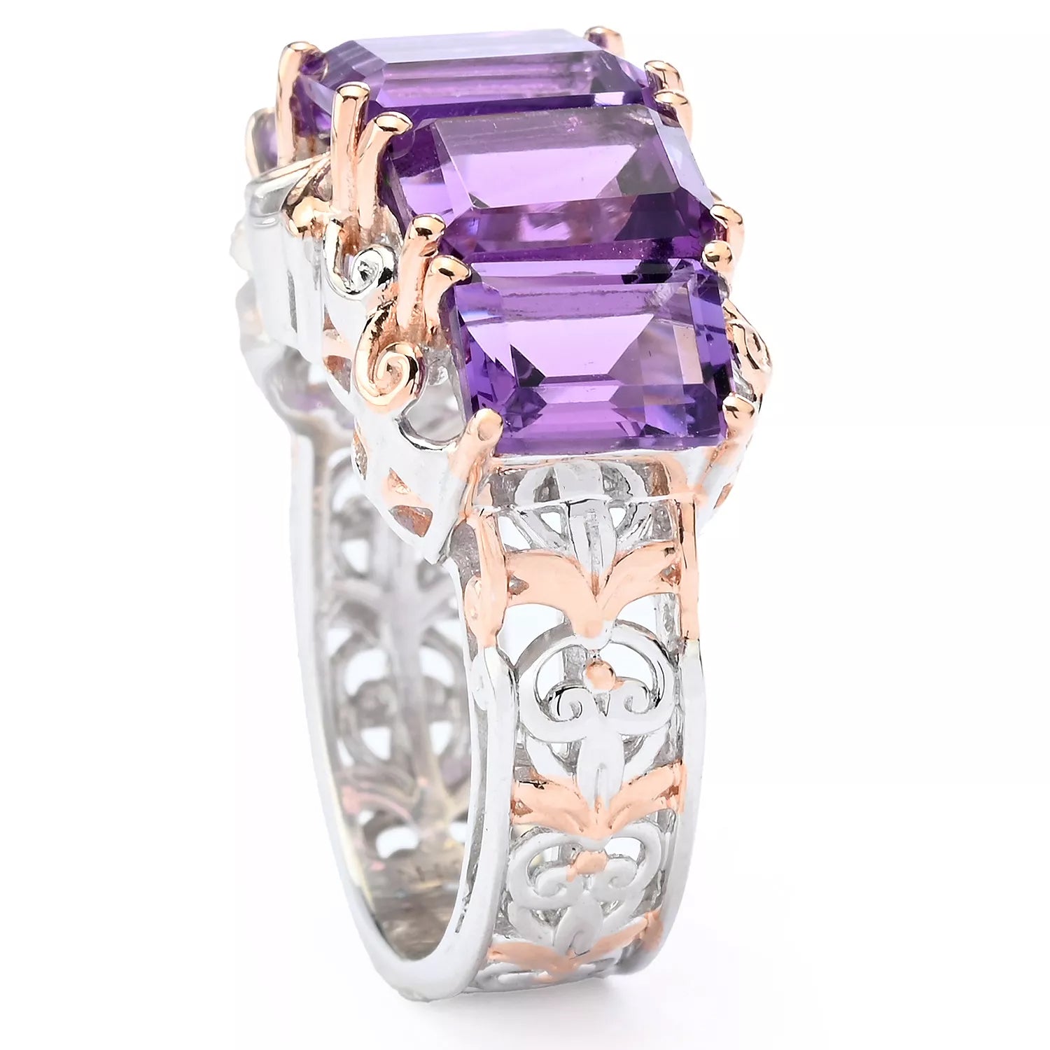 Gems en Vogue 7.15ctw Brazilian Amethyst Five Stone Ring