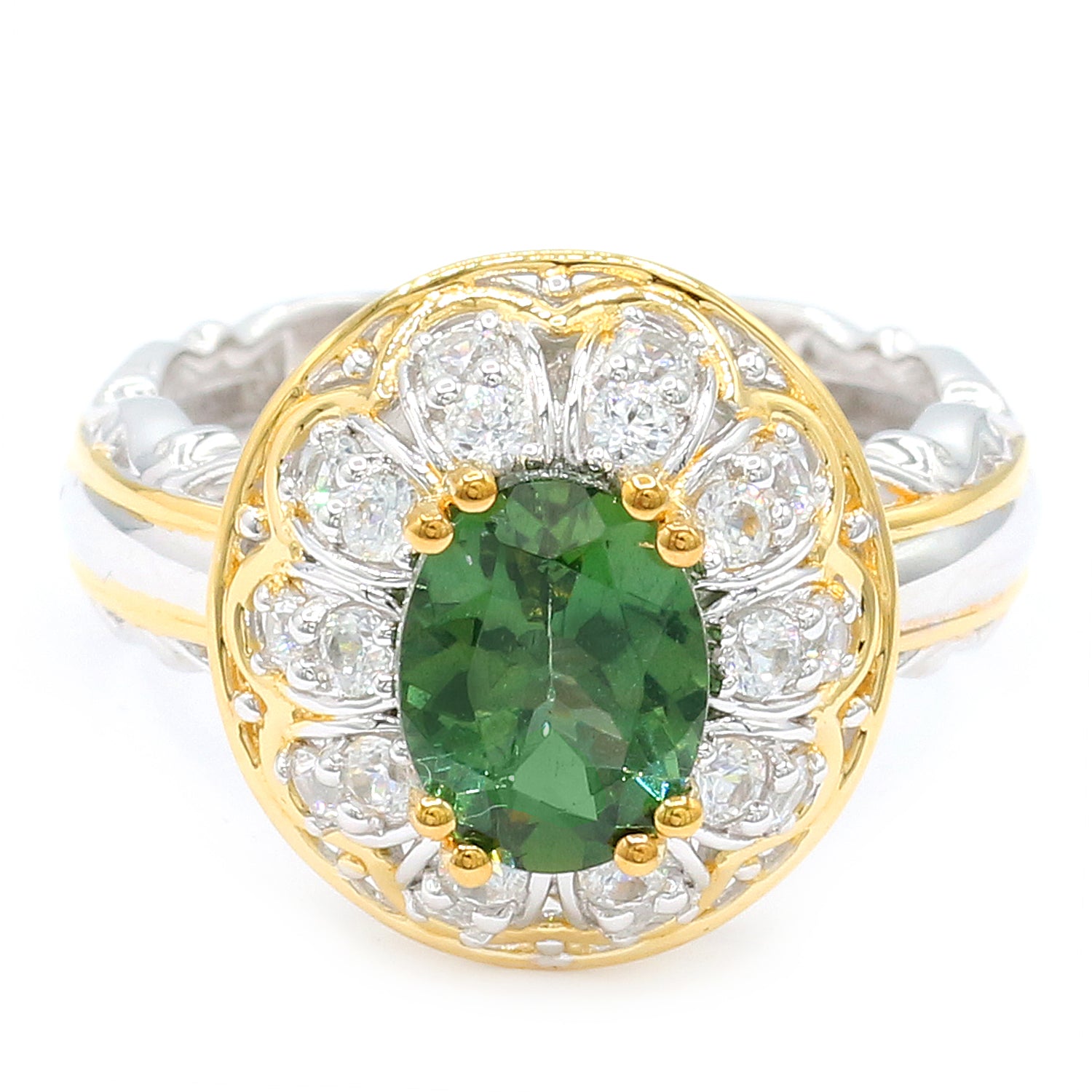 Gems en Vogue One-of-a-Kind 2.97ctw Green Apatite & White Zircon Ring