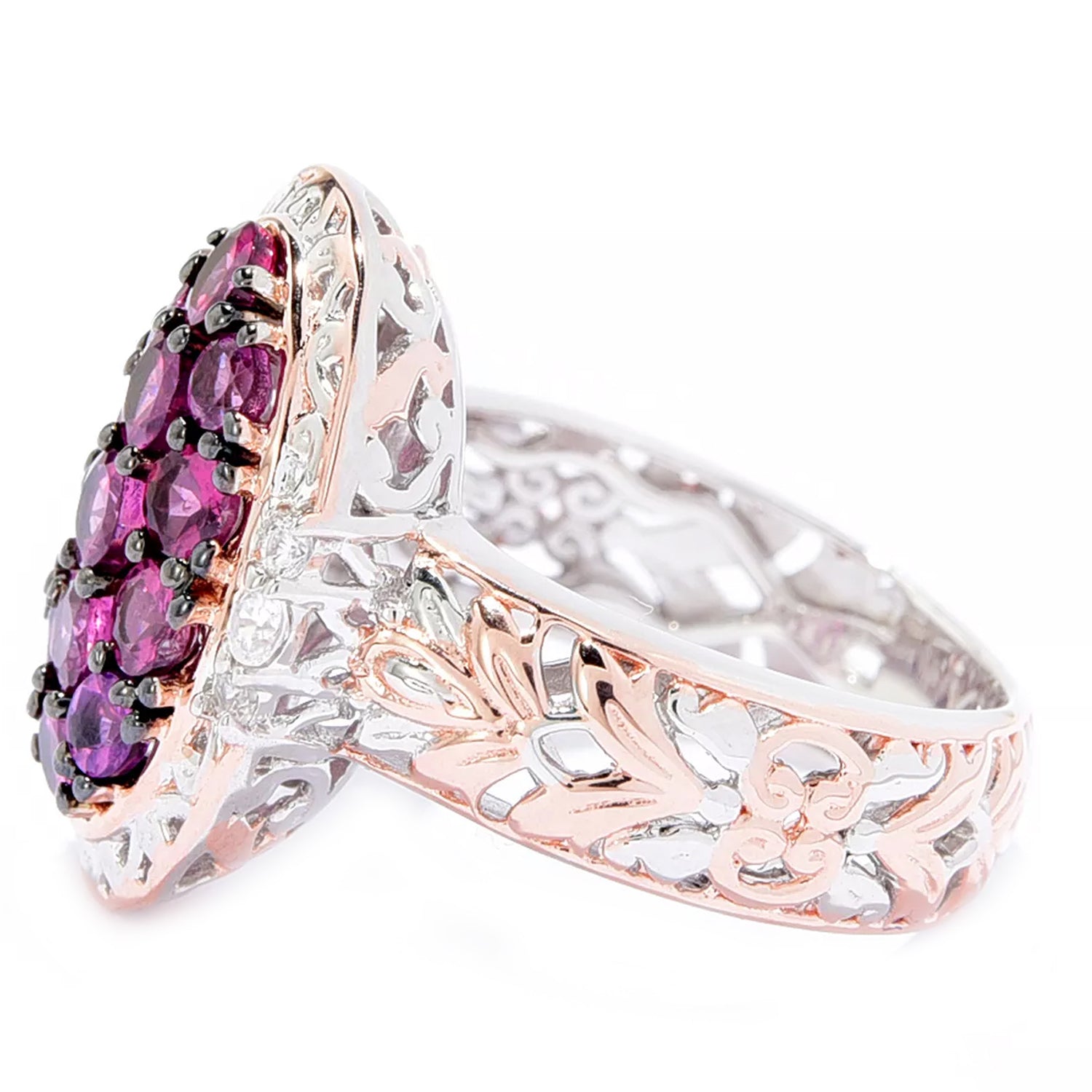 Gems en Vogue 1.56ctw Color Change Purple Garnet & White Zircon Ring