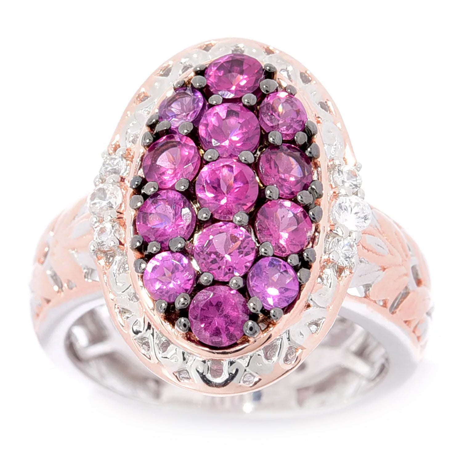 Gems en Vogue 1.56ctw Color Change Purple Garnet & White Zircon Ring