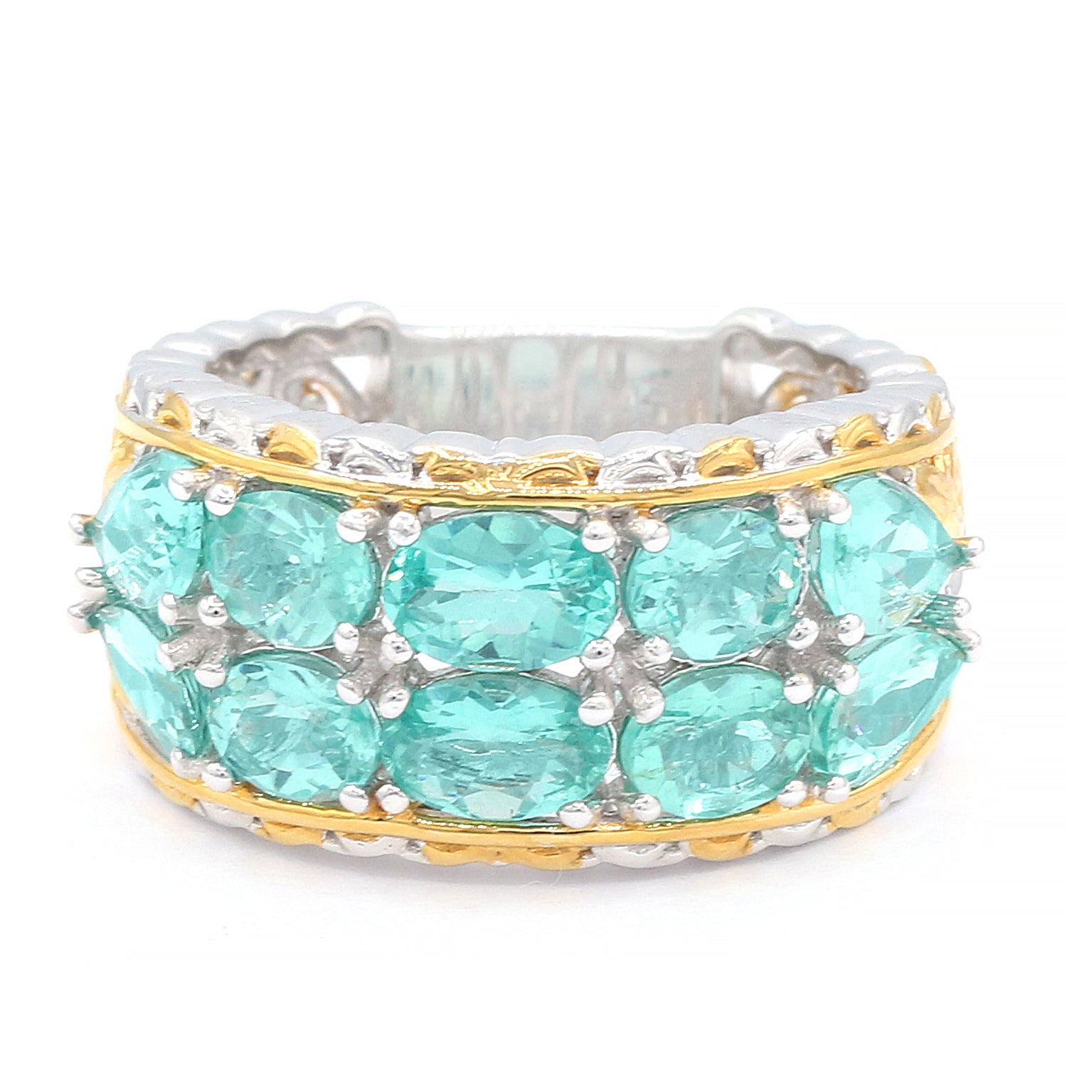 Gems en Vogue 1.94ctw Dauphin Apatite Double Row Band Ring