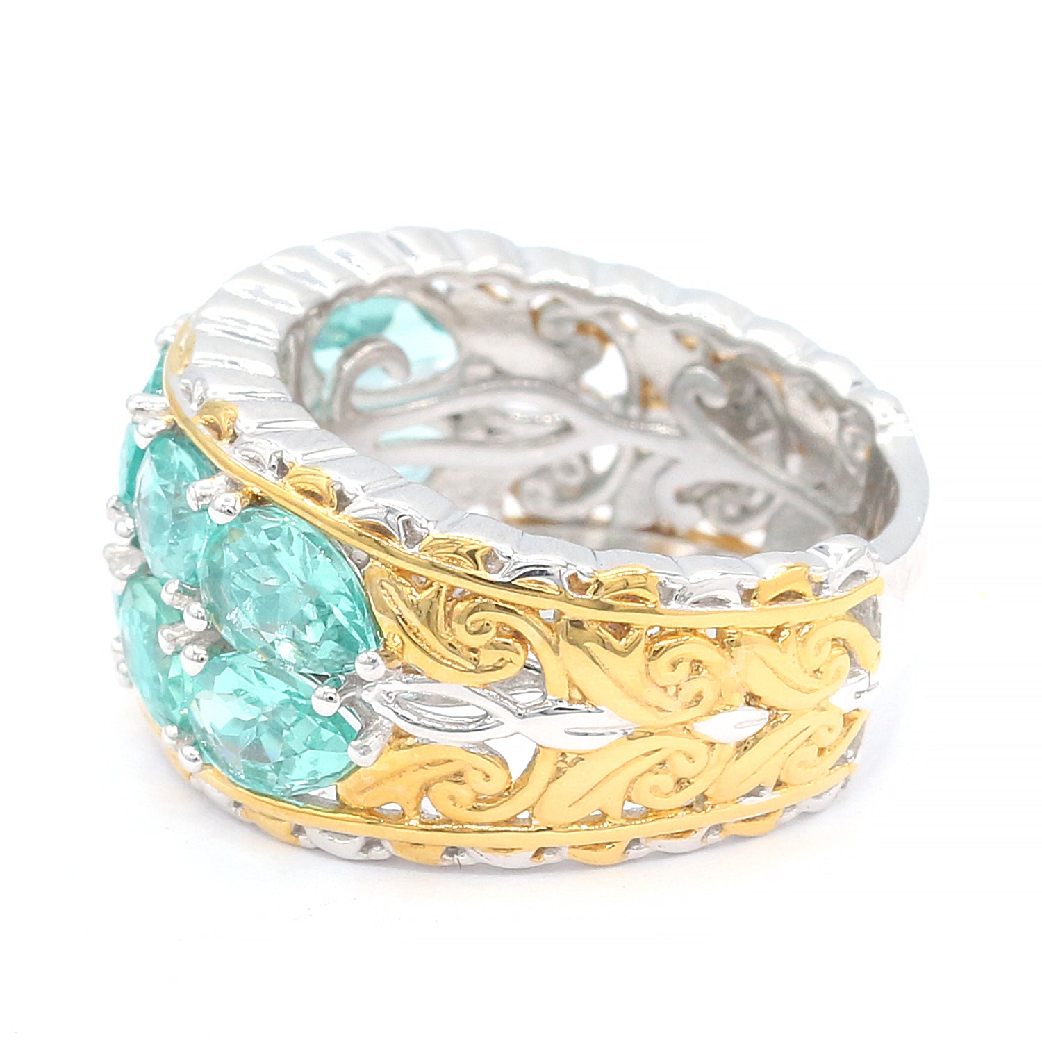 Gems en Vogue 1.94ctw Dauphin Apatite Double Row Band Ring