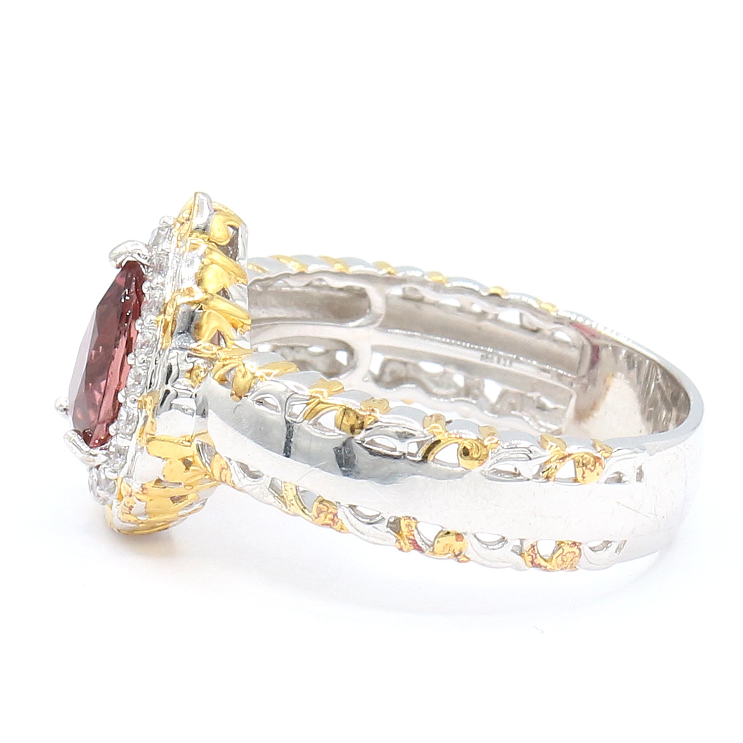 Gems en Vogue 2.06ctw Pink Tourmaline & White Zircon Halo Ring