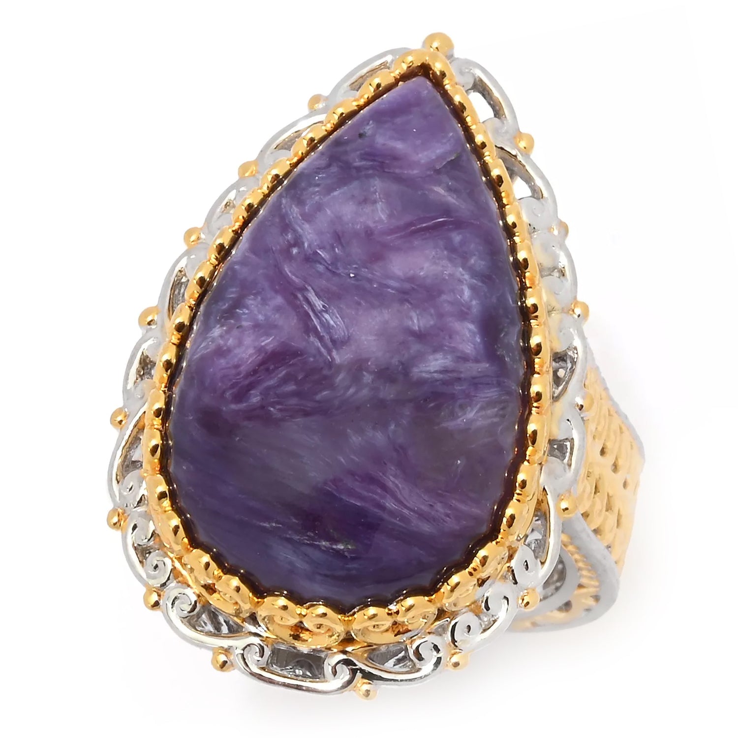Gems en Vogue Pear Shape Charoite Ring