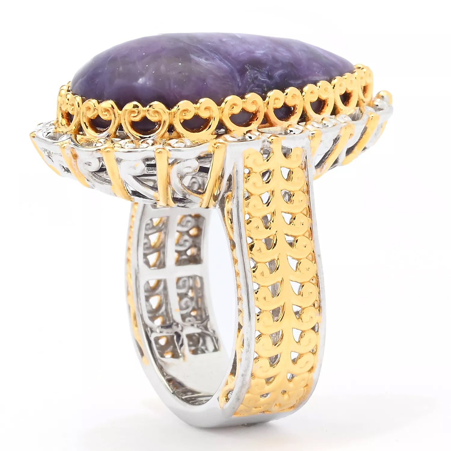 Gems en Vogue Pear Shape Charoite Ring