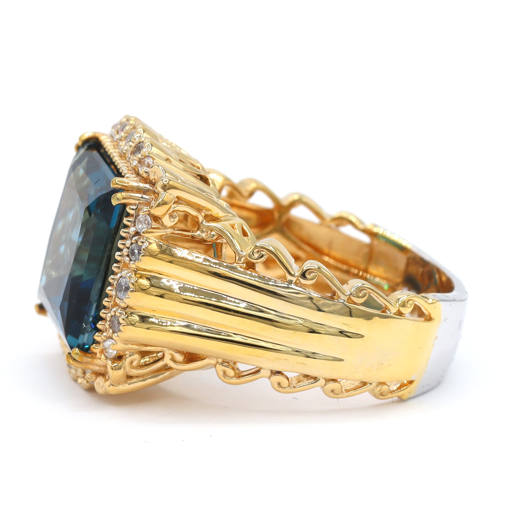 Gems en Vogue One-of-a-Kind 24K Palladium Silver 9.38ctw London Blue Topaz & White Zircon Ring