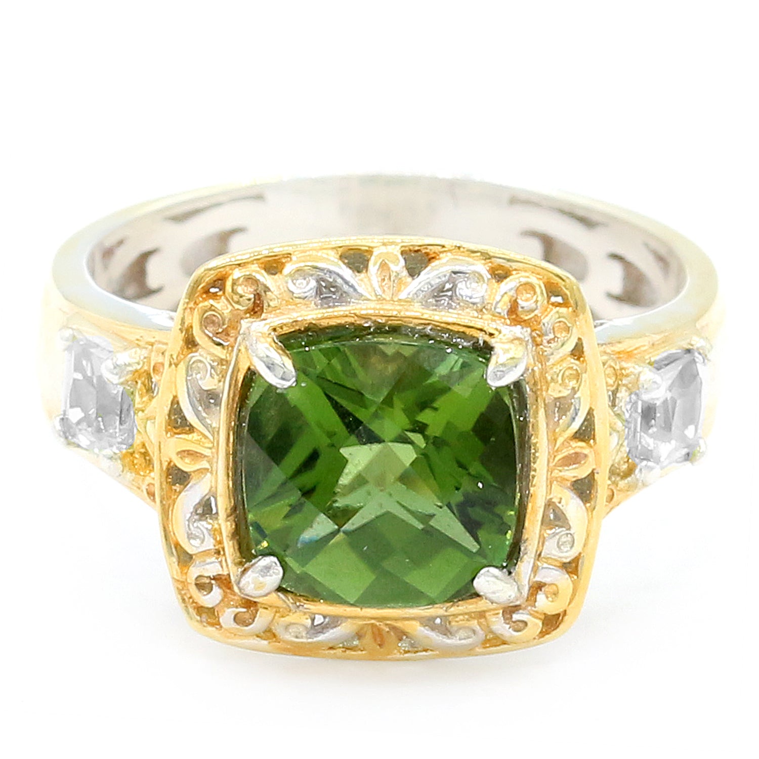 Gems en Vogue One-of-a-Kind 2.60ctw Green Tourmaline & White Topaz Ring
