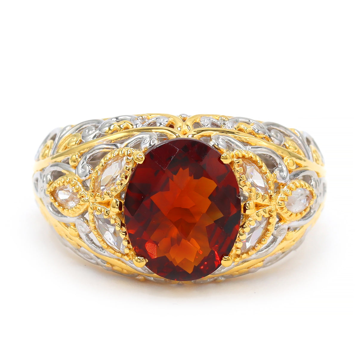 Gems en Vogue 24K Palladium Silver 3.70ctw Madeira Citrine & White Zircon Ring