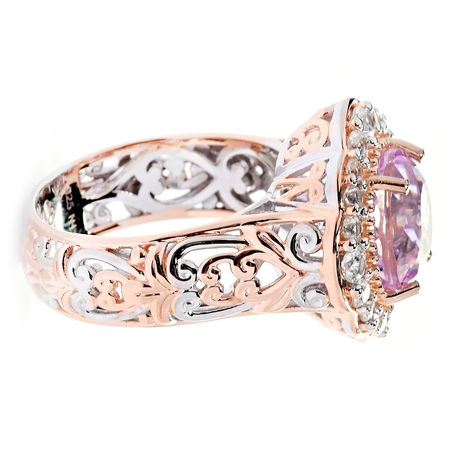 Gems en Vogue 6.01ctw Kunzite & White Zircon Halo Ring