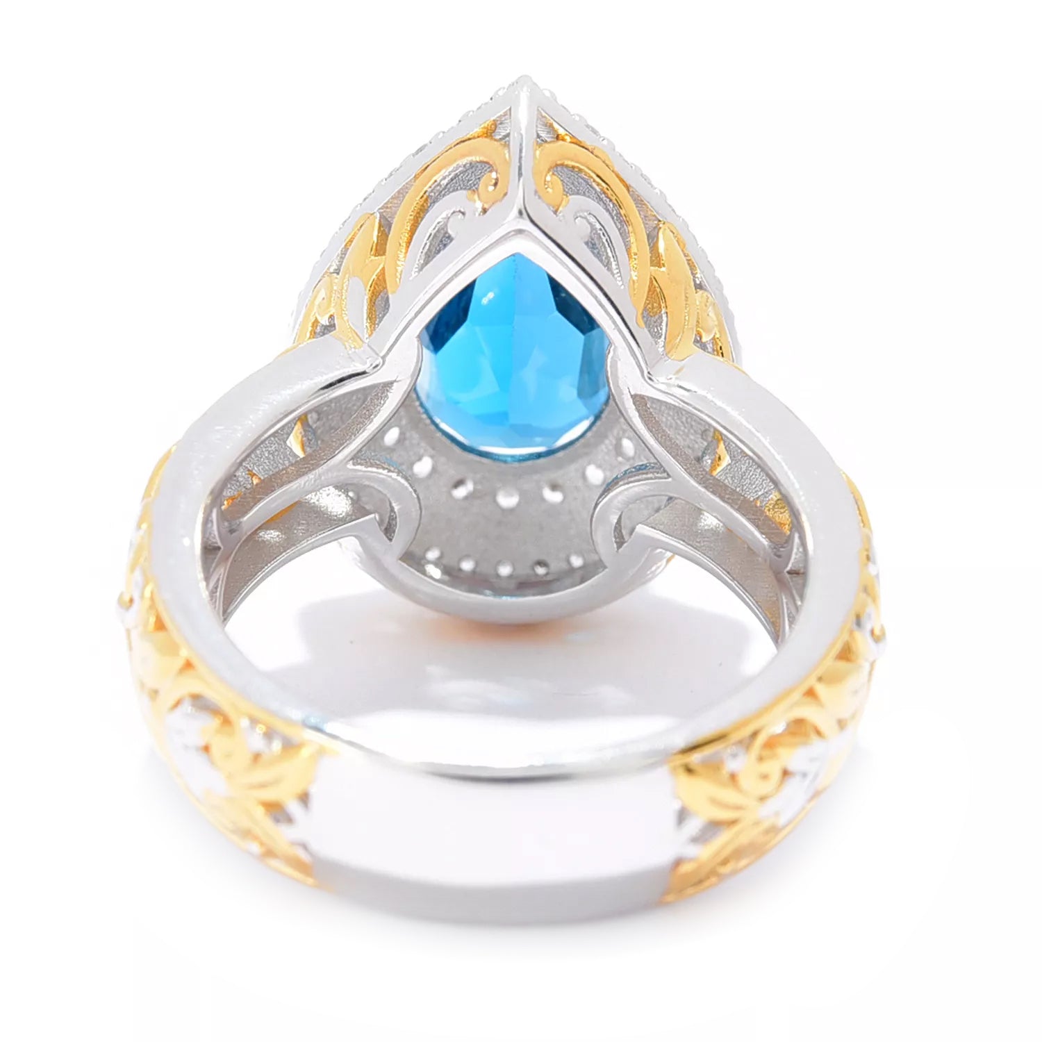 Gems en Vogue 6.80ctw London Blue Topaz & White Zircon Double Halo Ring