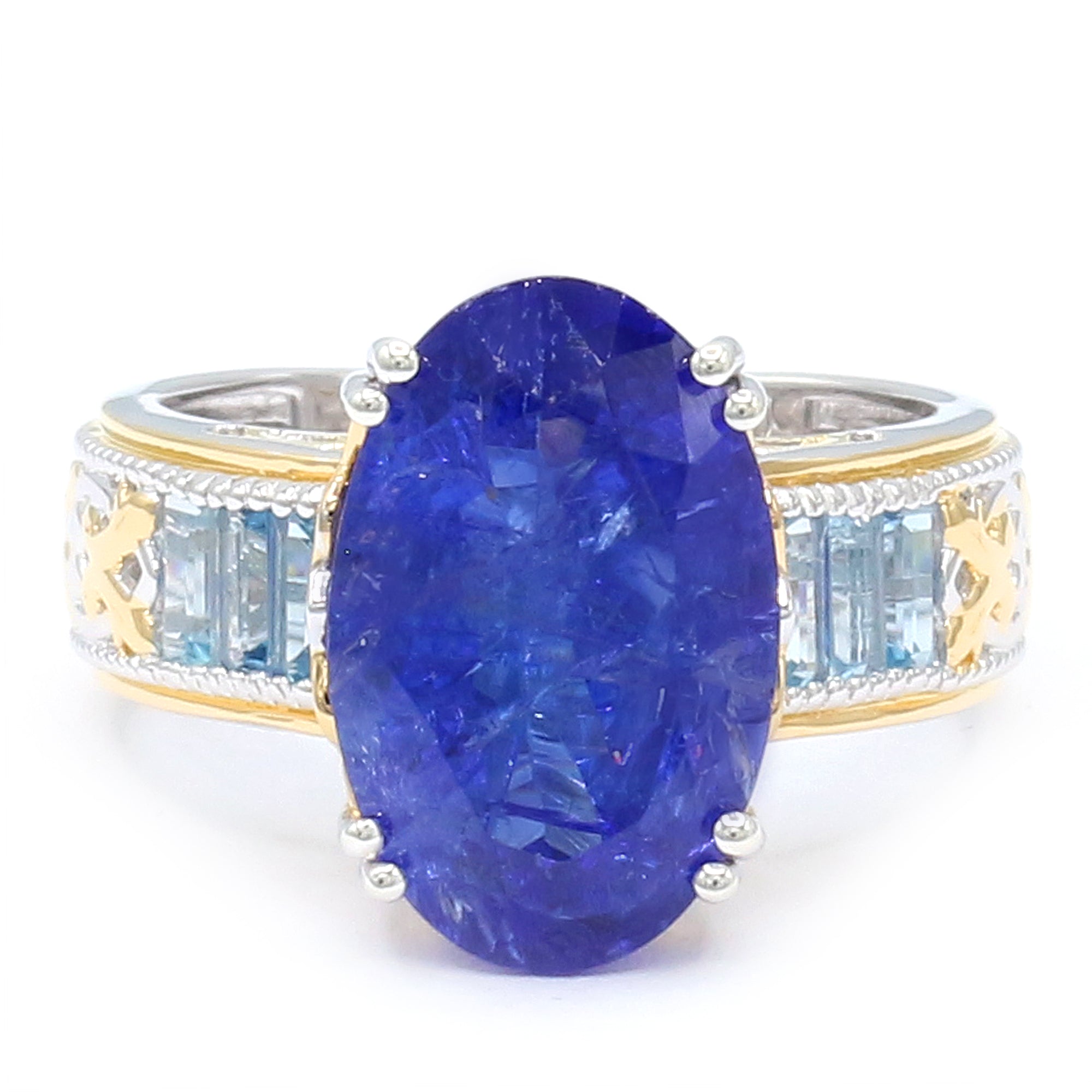 Couture Gems One-of-a-Kind 24K Palladium Silver 9.49ctw Tanzanite & Blue Topaz Ring