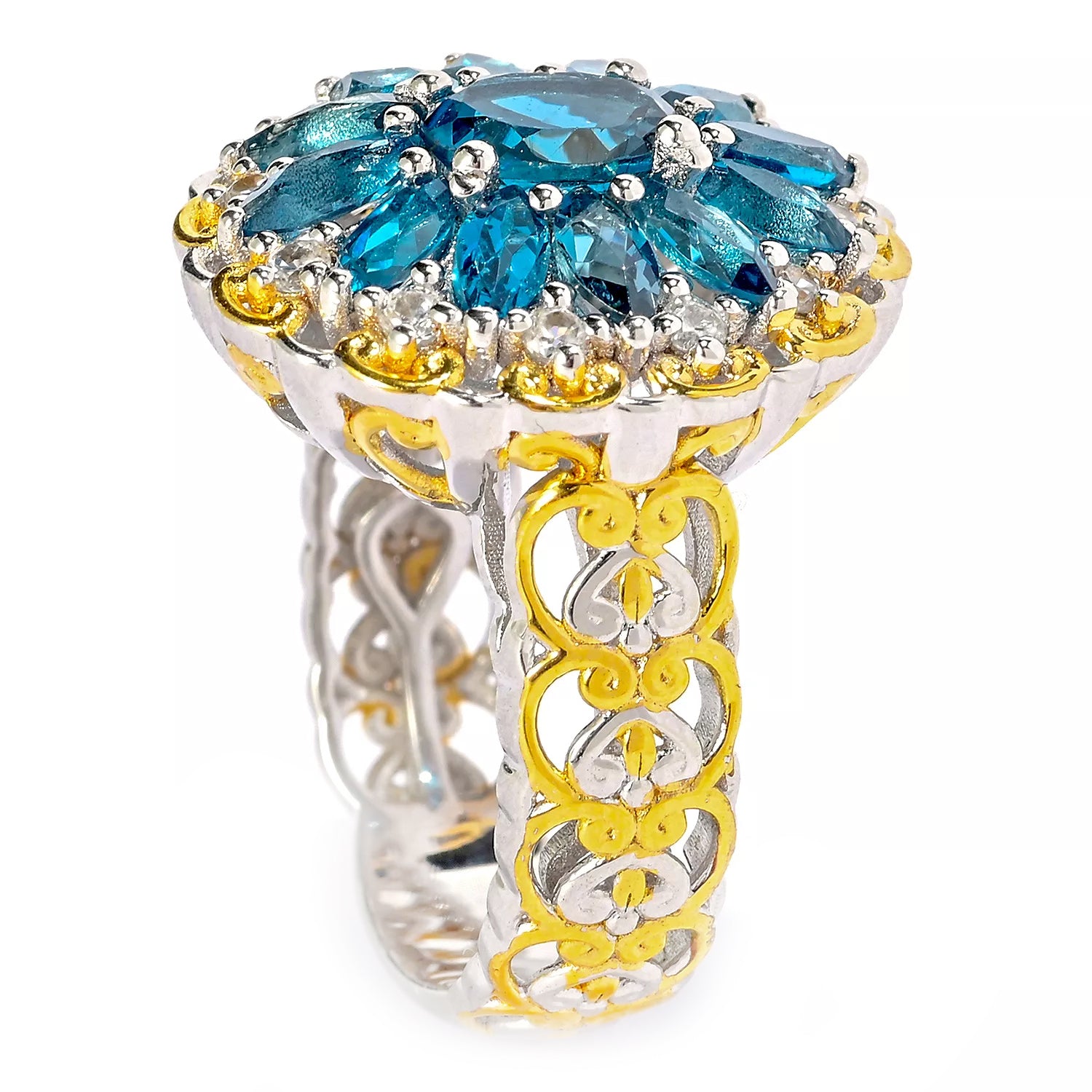 Gems en Vogue 3.35ctw London Blue Topaz & White Zircon Ring