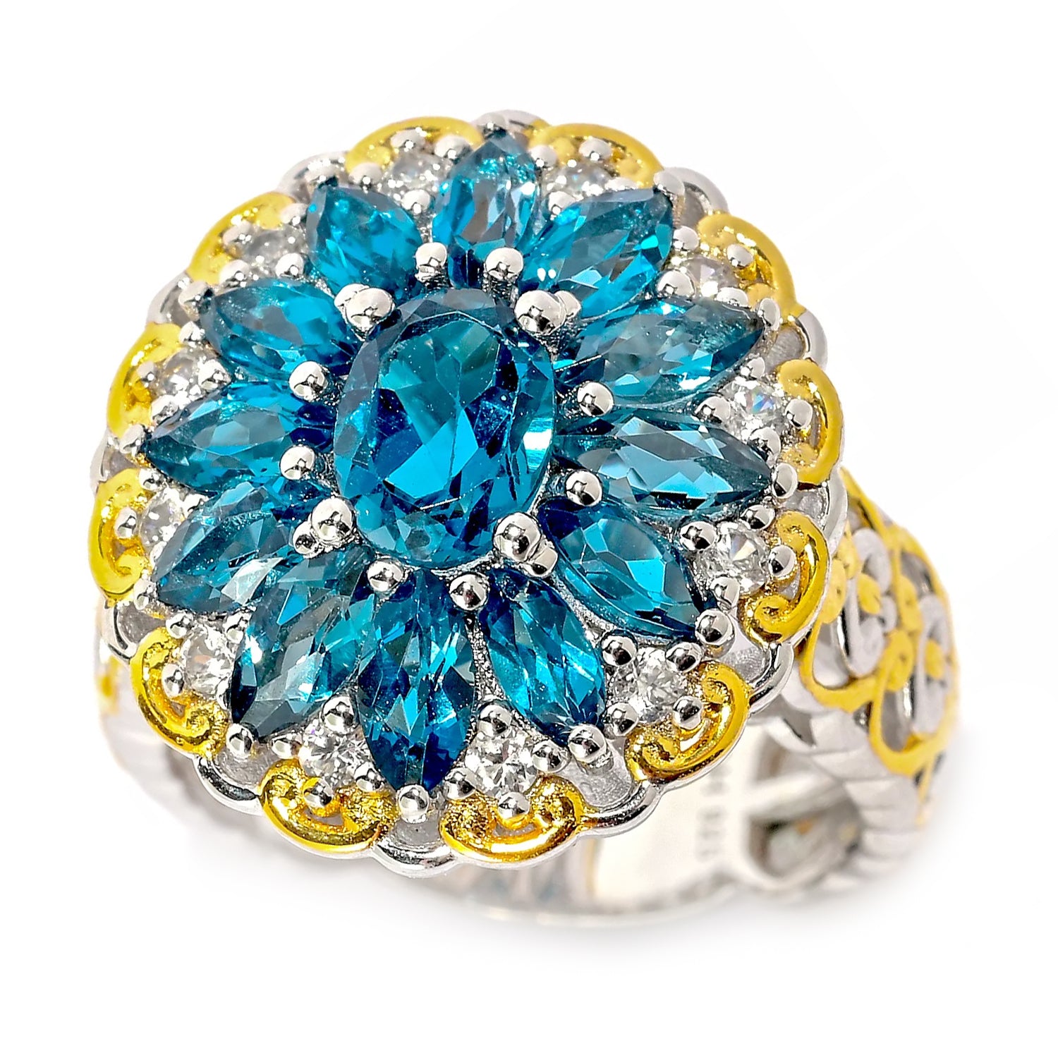 Gems en Vogue 3.35ctw London Blue Topaz & White Zircon Ring