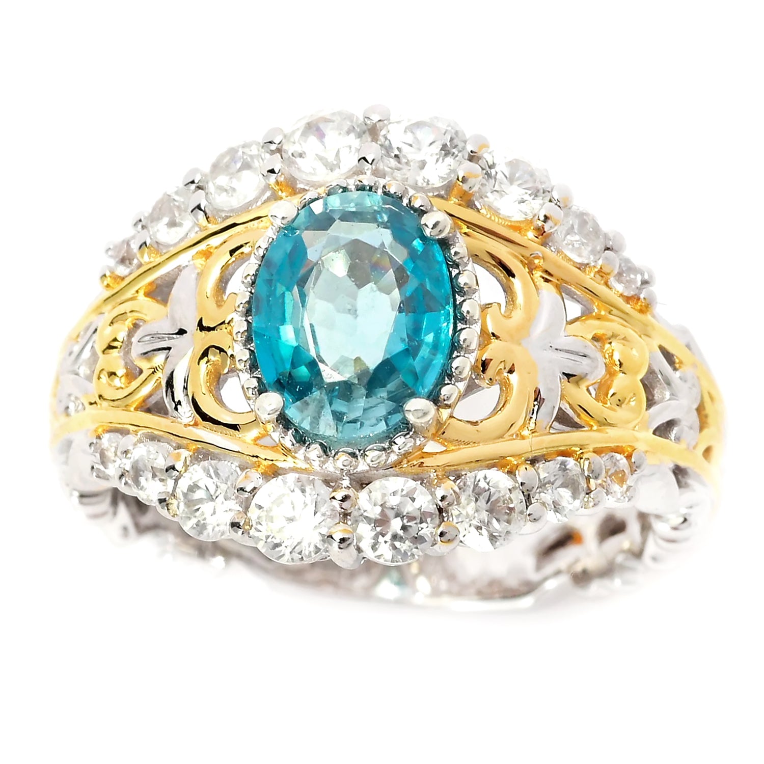 Gems en Vogue Blue Zircon White Zircon Ring