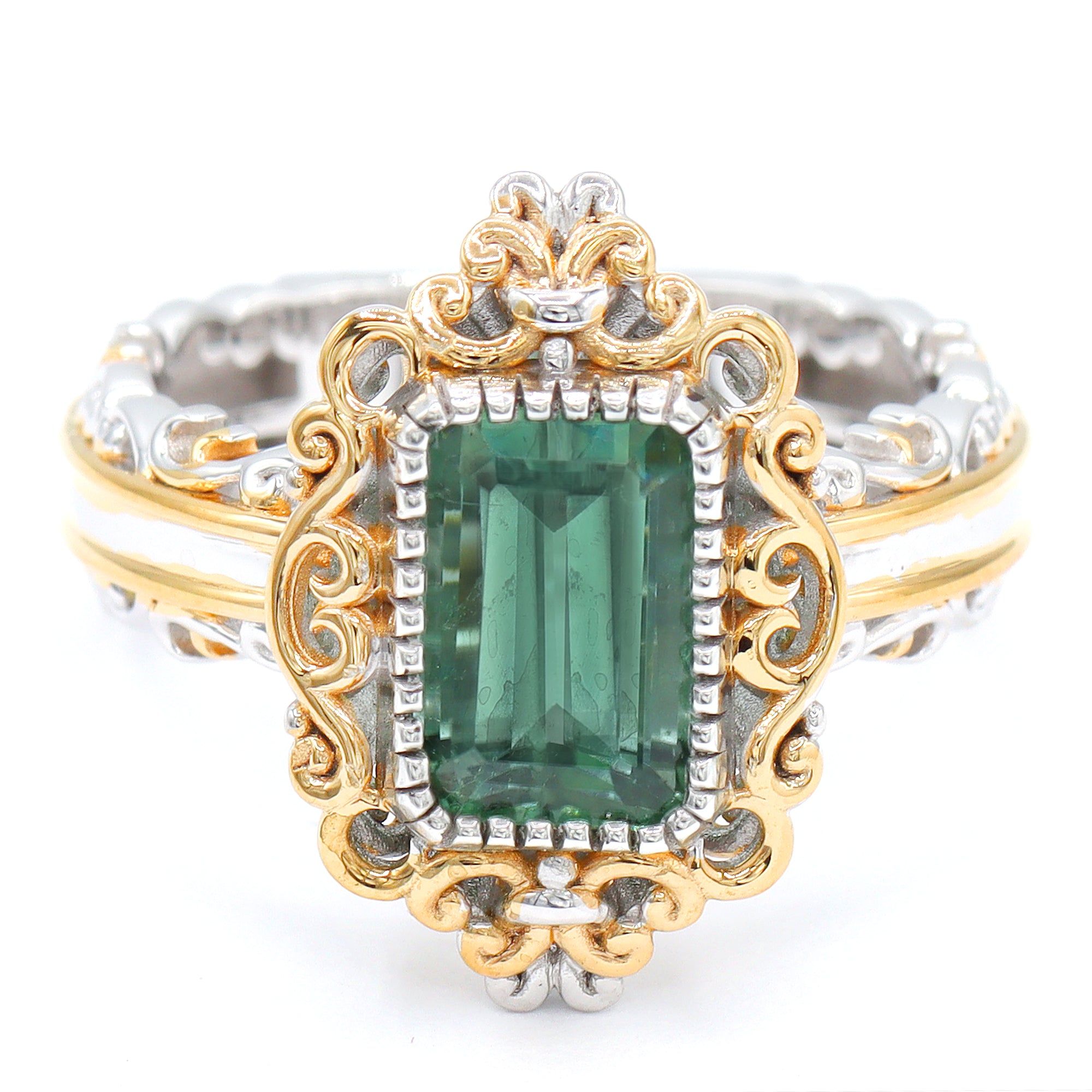 Couture Gems One-of-a-Kind 24K Palladium Silver 3.00ctw Teal Tourmaline Ring